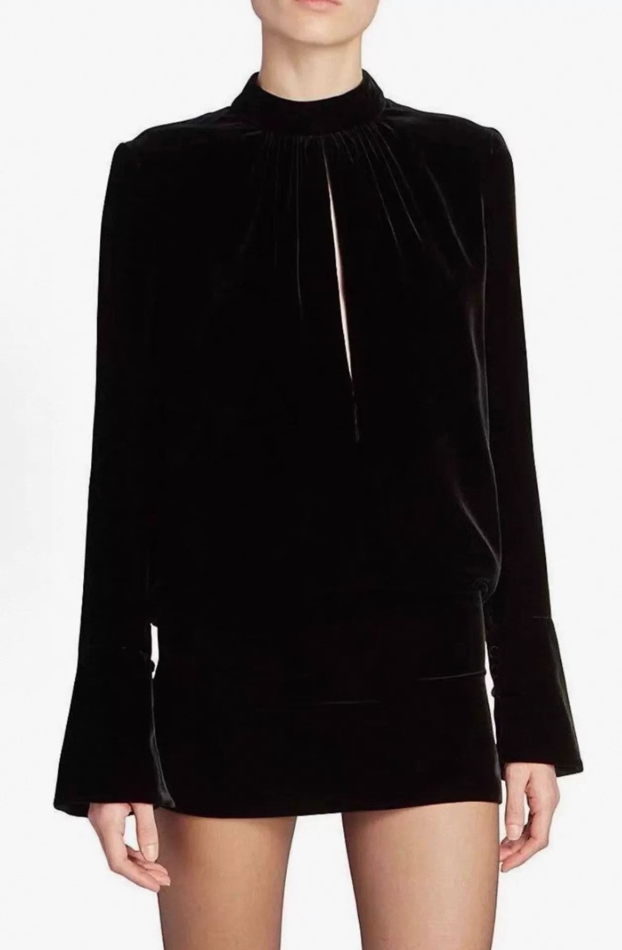 Saint Laurent Paris YSL Saint Laurent Black Velvet Short Dress Size M / US 6-8 / IT 42-44 - 5 Thumbnail