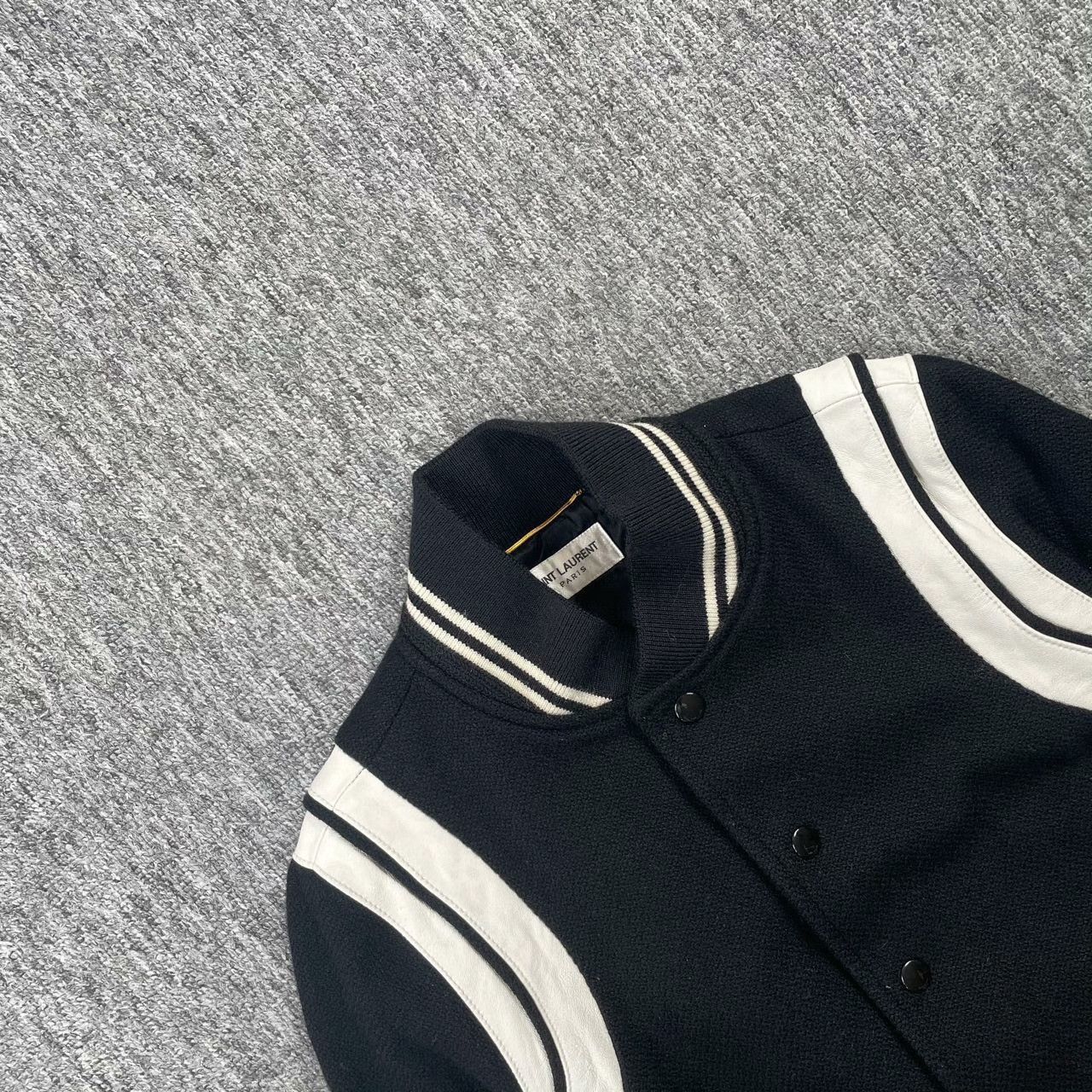 Saint Laurent Paris Saint Laurent Black Striped Varsity Jacket Size US M / EU 48-50 / 2 - 3 Thumbnail