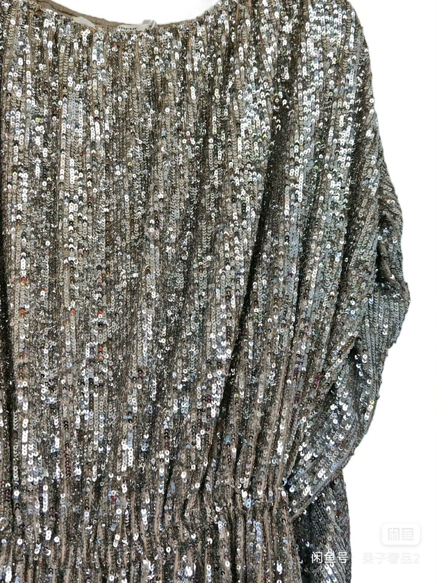 Saint Laurent Paris Saint Laurent Silver Sequined Evening Dress Size M / US 6-8 / IT 42-44 - 6 Thumbnail