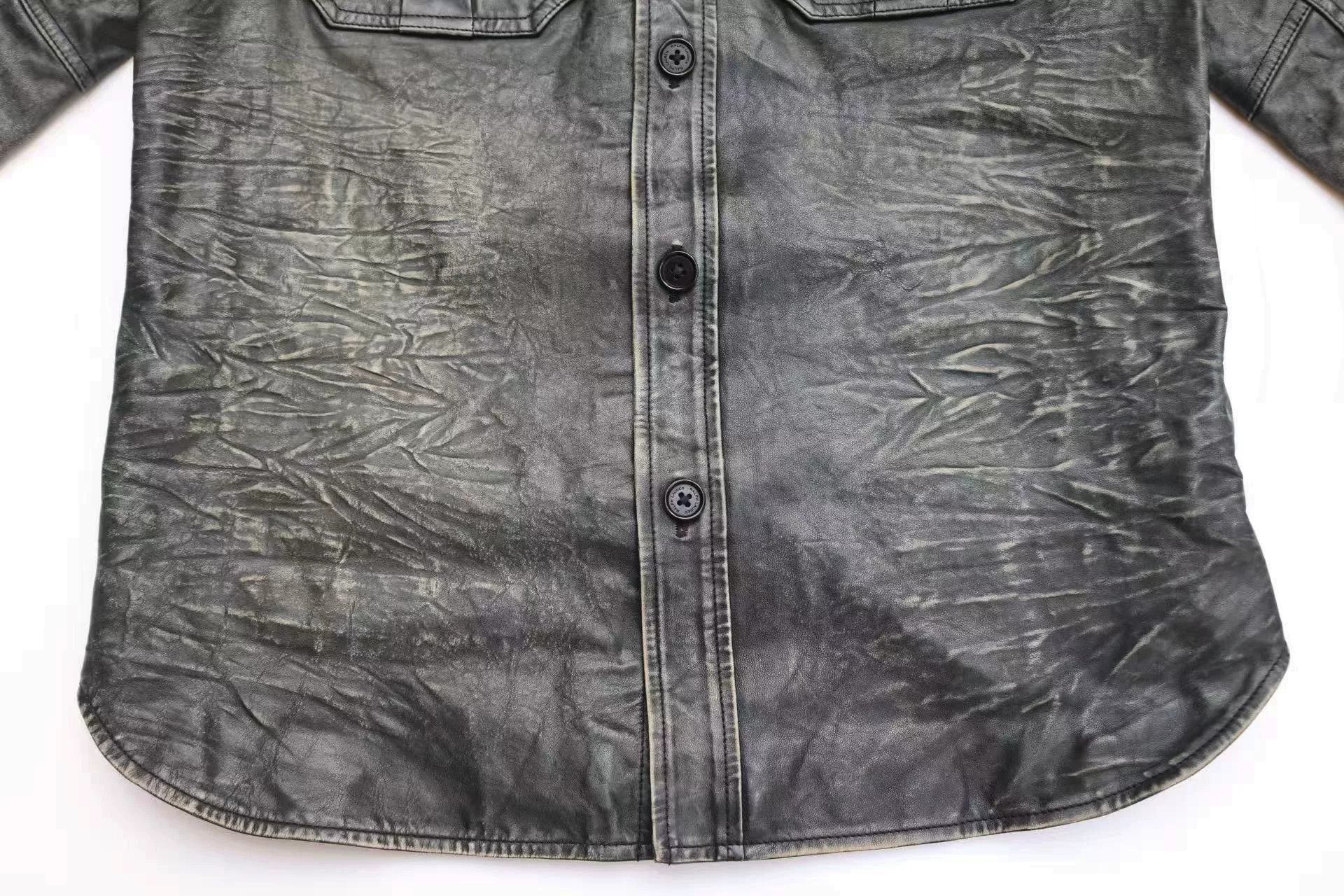 RRL Ralph Lauren RRL Vintage Blue Dyed Leather Shirt Size US M / EU 48-50 / 2 - 5 Thumbnail