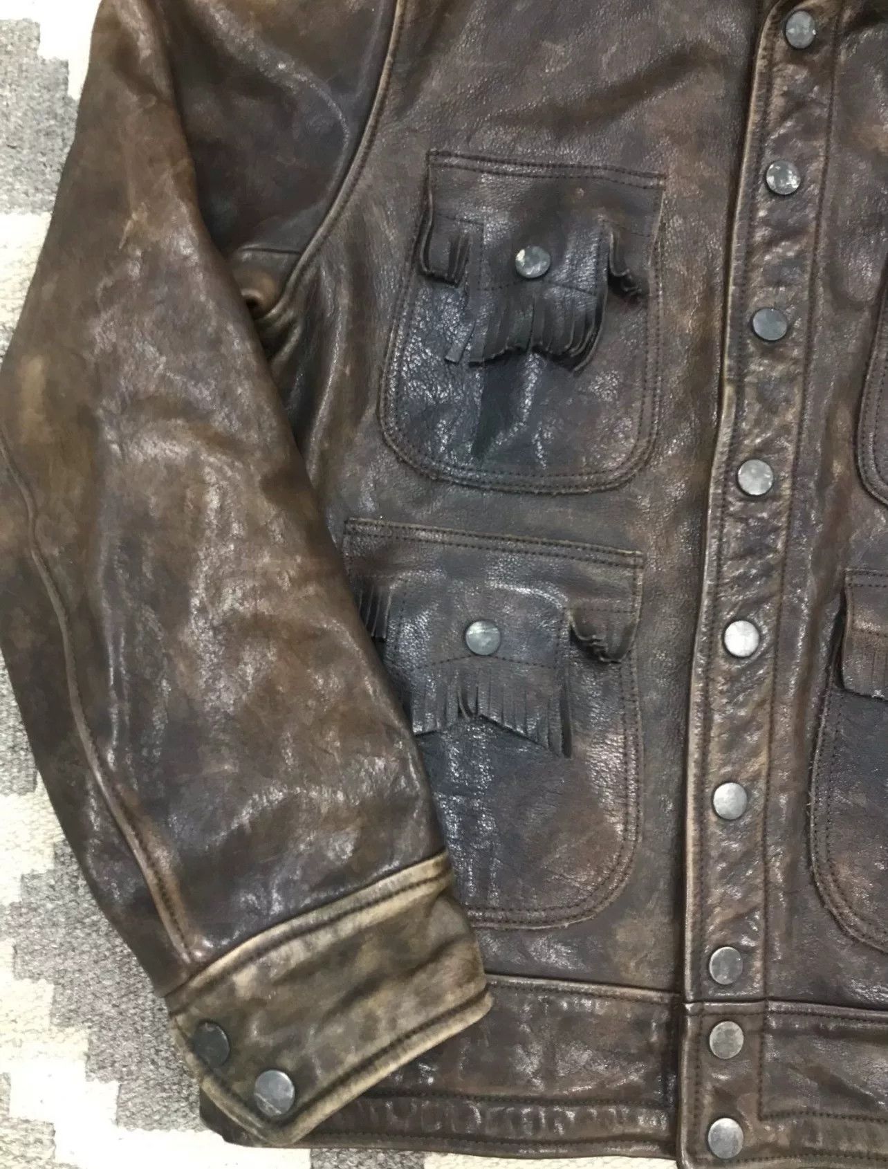 RRL Ralph Lauren RRL Distressed Cowhide Hunting Leather Jacket Size US M / EU 48-50 / 2 - 4 Thumbnail