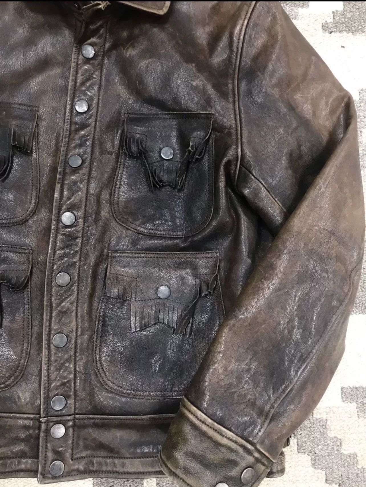 RRL Ralph Lauren RRL Distressed Cowhide Hunting Leather Jacket Size US M / EU 48-50 / 2 - 5 Thumbnail