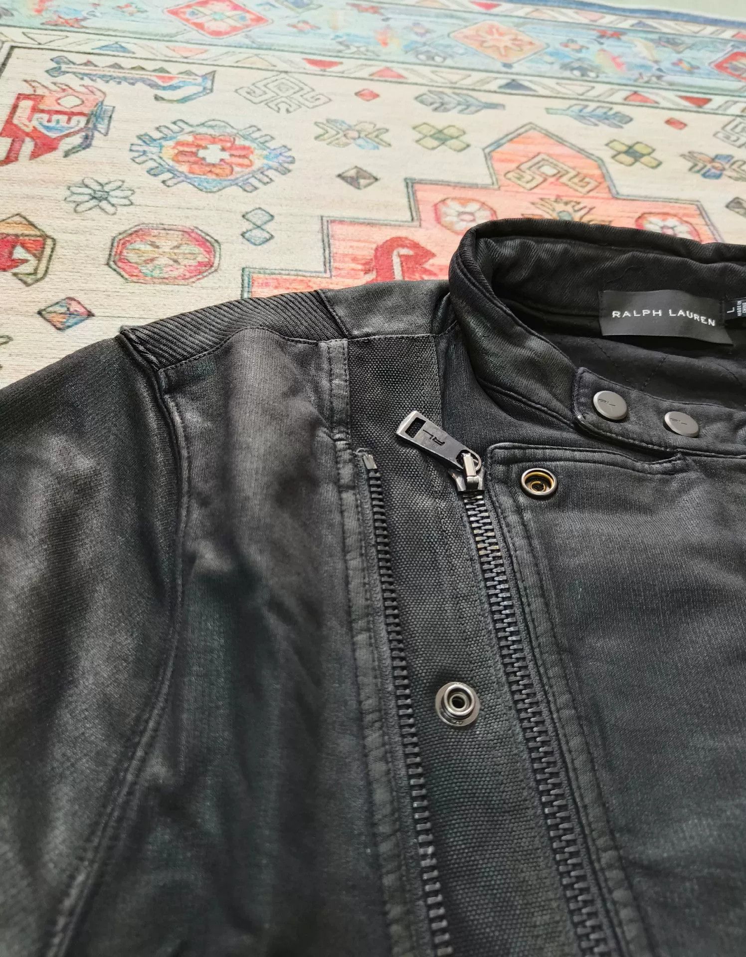 Ralph Lauren Black Label Polo Ralph Lauren Black Label Coated Biker Jacket Size US L / EU 52-54 / 3 - 2 Thumbnail