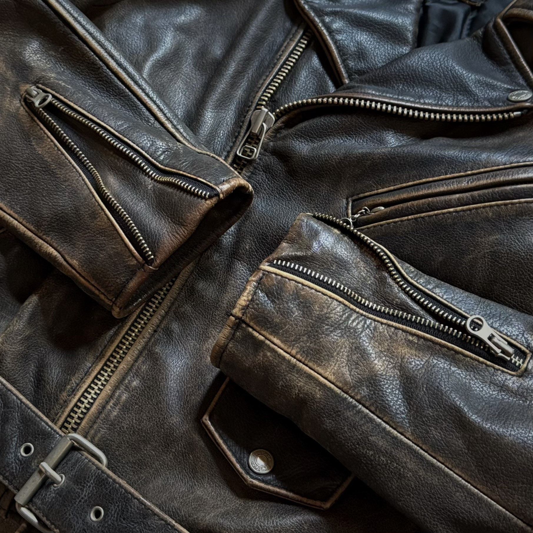Vintage Vintage RBC Leather Biker Jacket Size US L / EU 52-54 / 3 - 5 Thumbnail