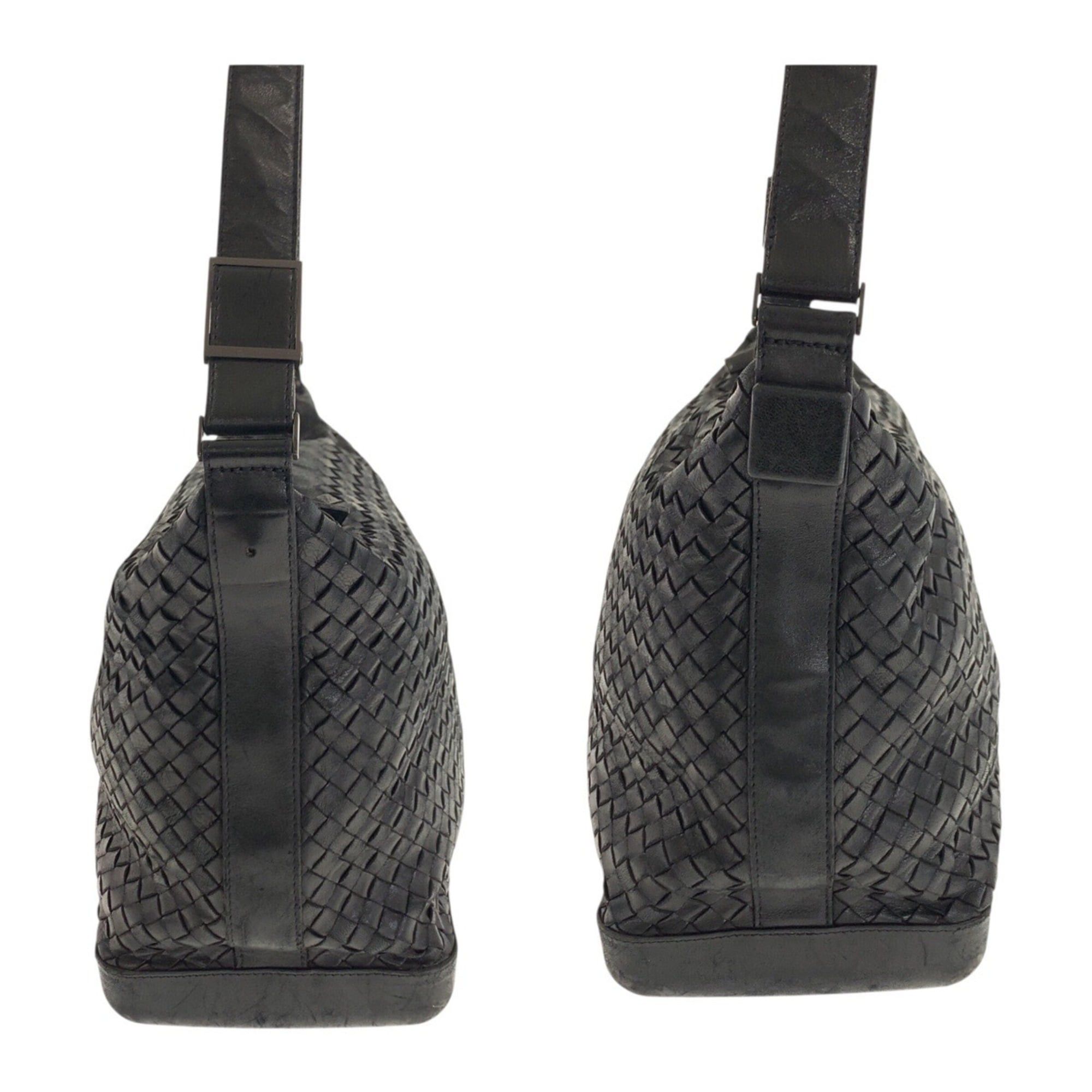 Bottega Veneta BOTTEGA VENETA Intrecciato Leather Shoulder Bag, Black with Gunmetal Hardware, 10600106071NE Size ONE SIZE - 8 Thumbnail