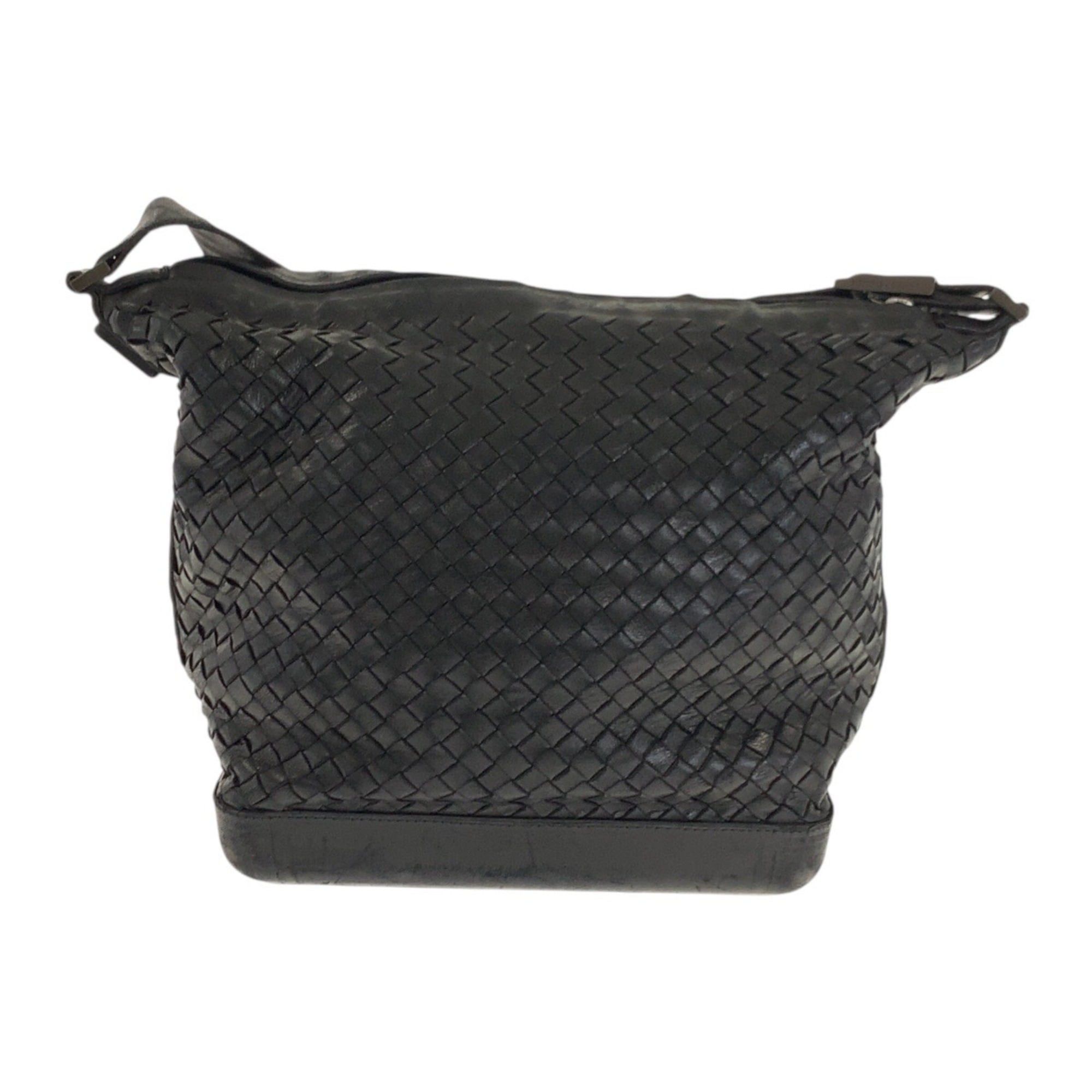 Bottega Veneta BOTTEGA VENETA Intrecciato Leather Shoulder Bag, Black with Gunmetal Hardware, 10600106071NE Size ONE SIZE - 2 Thumbnail
