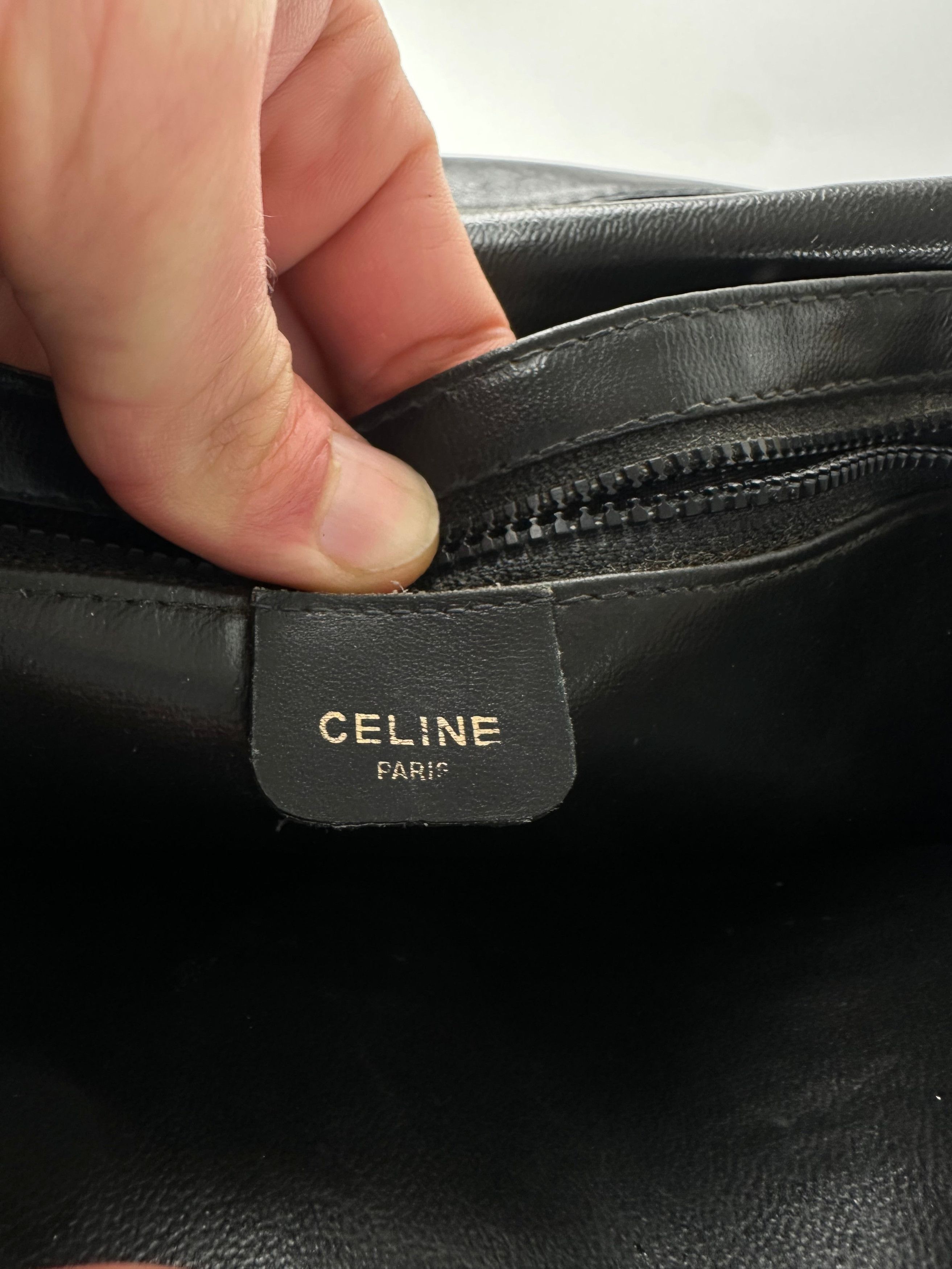Celine Vintage Paris Triomphe Leather Shoulder Bag Black Brown Size ONE SIZE - 4 Thumbnail