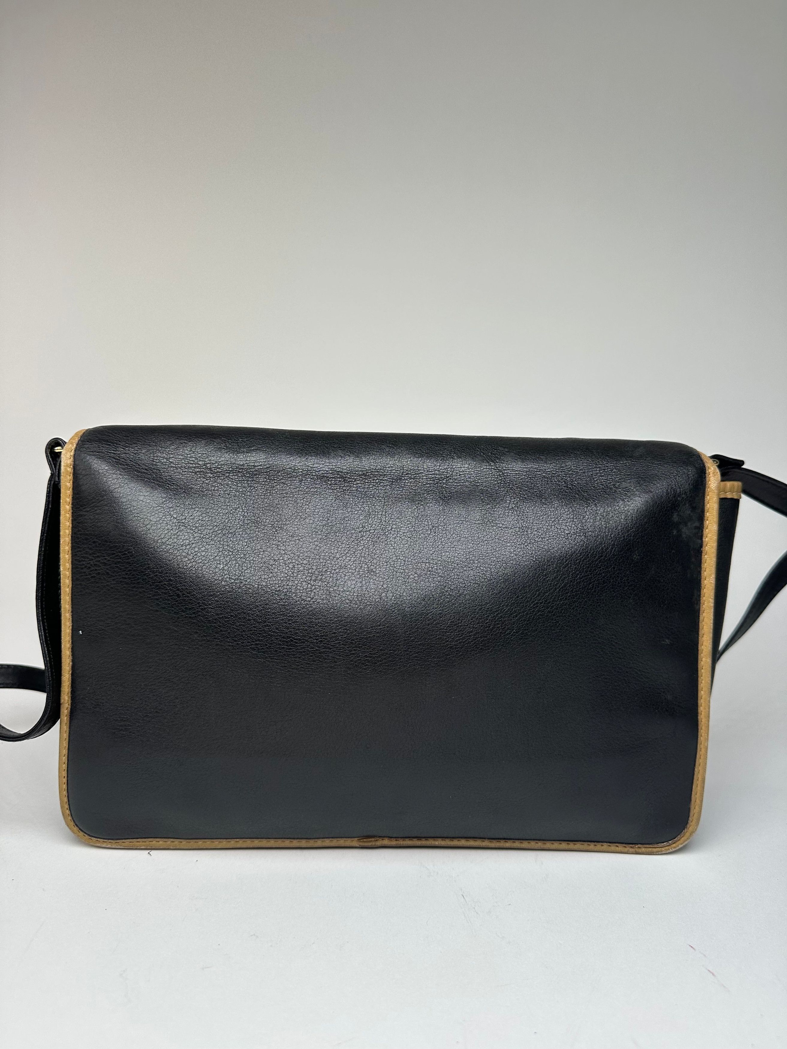 Celine Vintage Paris Triomphe Leather Shoulder Bag Black Brown Size ONE SIZE - 10 Thumbnail