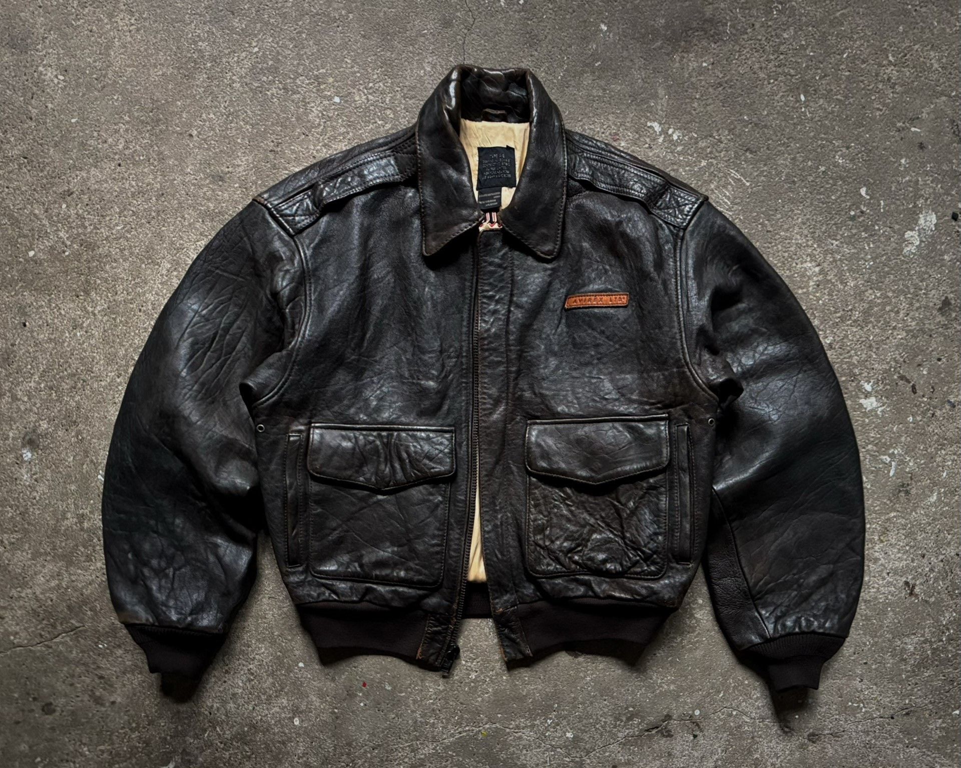 Vintage Vintage Avirex A2 Flight Leather Jacket Size US M / EU 48-50 / 2 - 2 Thumbnail