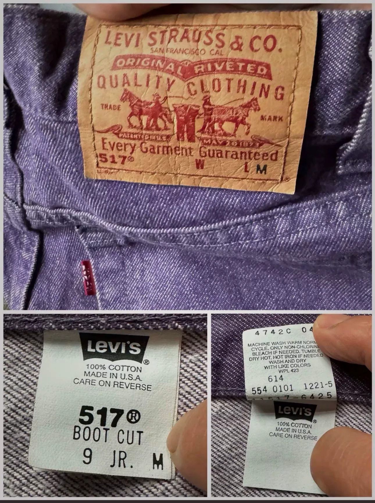 Vintage Vintage Levi's 517 Purple Jeans Size US 30 / EU 46 - 3 Thumbnail