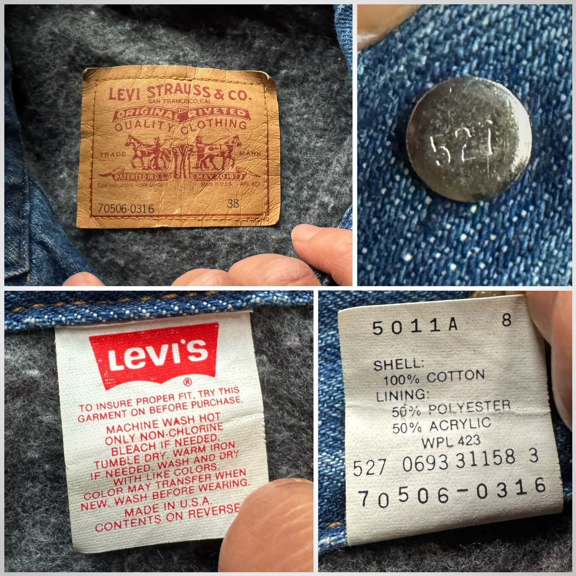 Vintage Vintage Levi's 1993 Heavy Denim Jacket Size US M / EU 48-50 / 2 - 6 Thumbnail