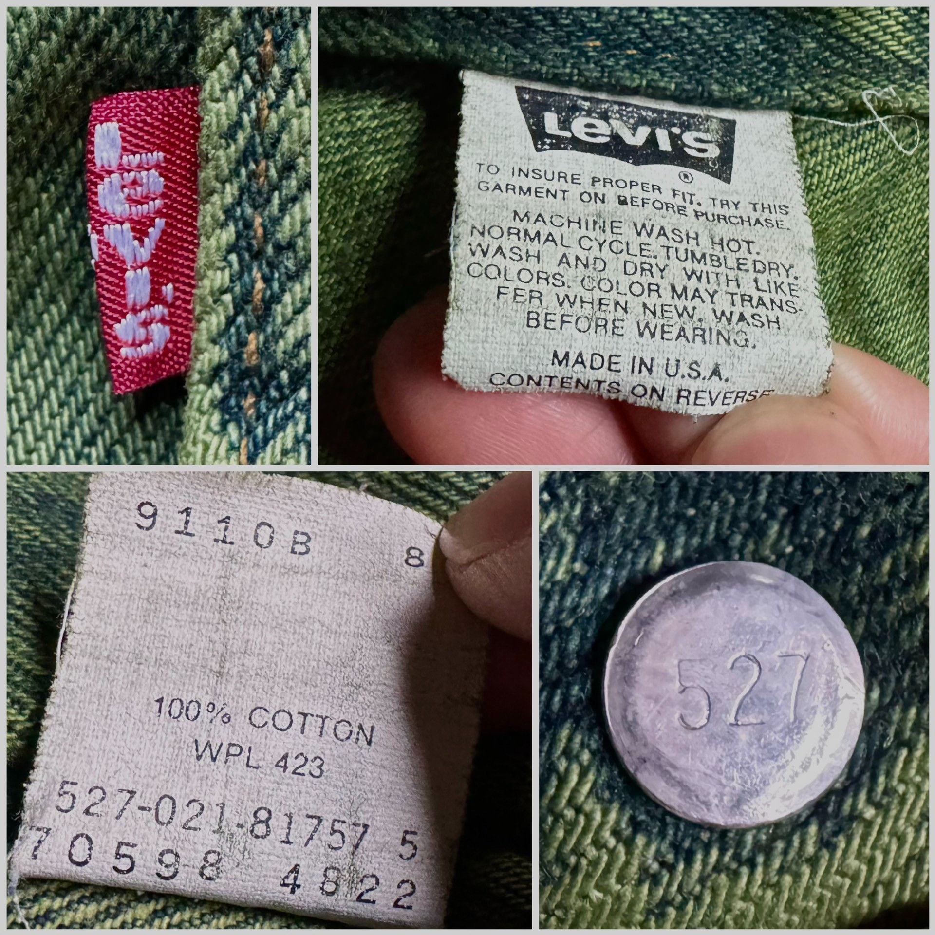 Vintage Vintage 1991 Levis Boxy Green Denim Jacket Size US M / EU 48-50 / 2 - 4 Thumbnail
