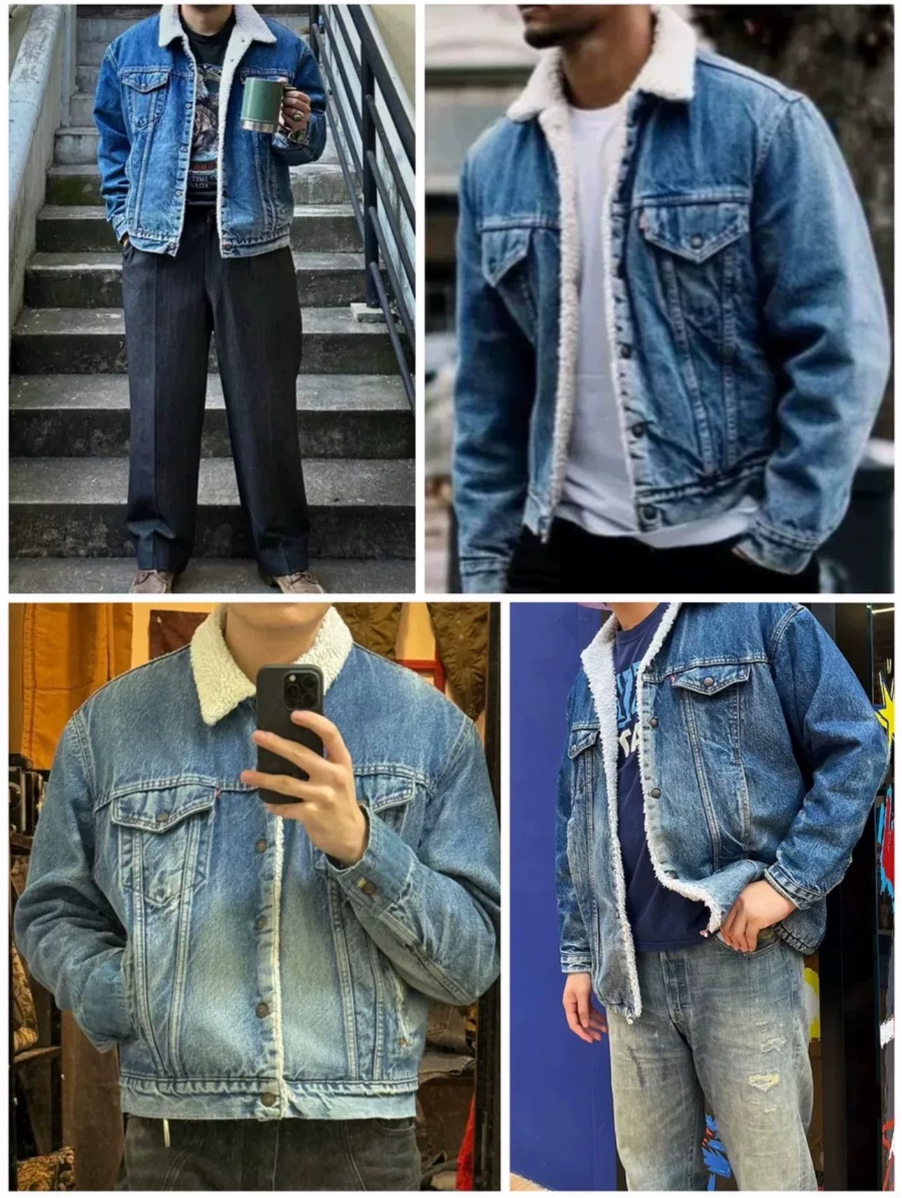 Vintage Vintage 1988 Levi's Shearling Denim Jacket Size US M / EU 48-50 / 2 - 2 Thumbnail
