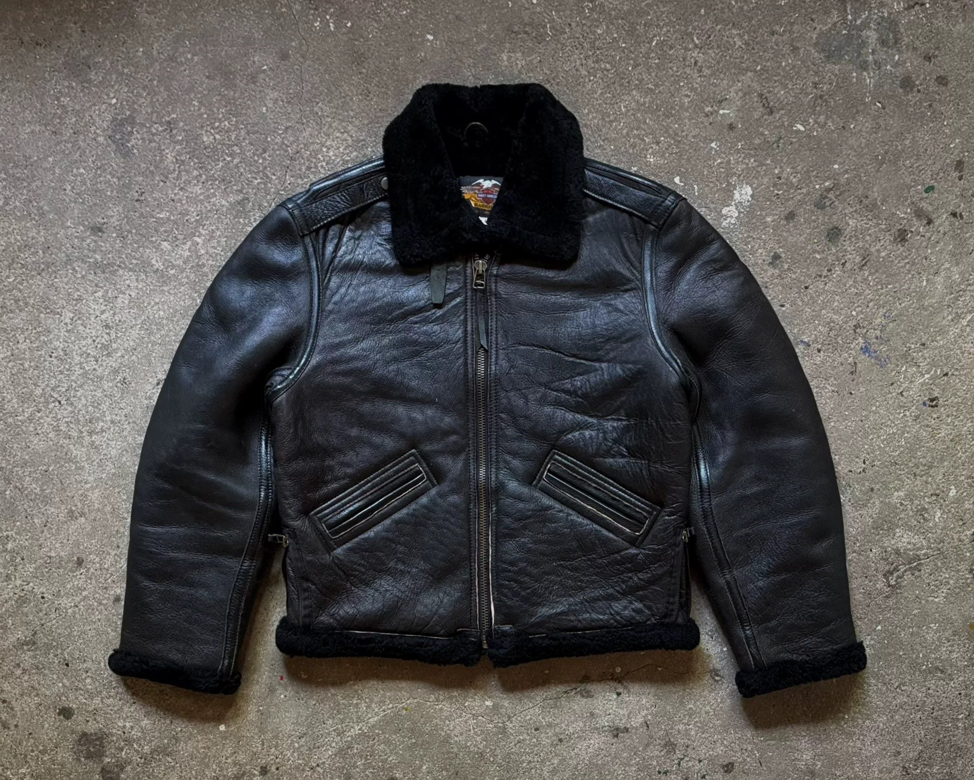 Vintage Vintage Harley Davidson Shearling Jacket Size US L / EU 52-54 / 3 - 2 Thumbnail
