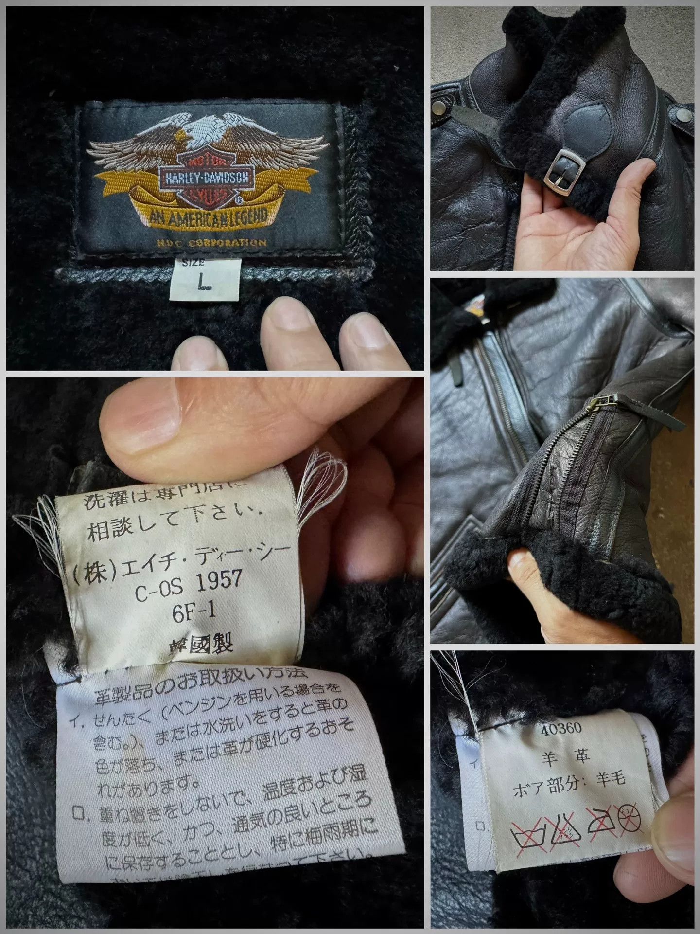Vintage Vintage Harley Davidson Shearling Jacket Size US L / EU 52-54 / 3 - 5 Thumbnail