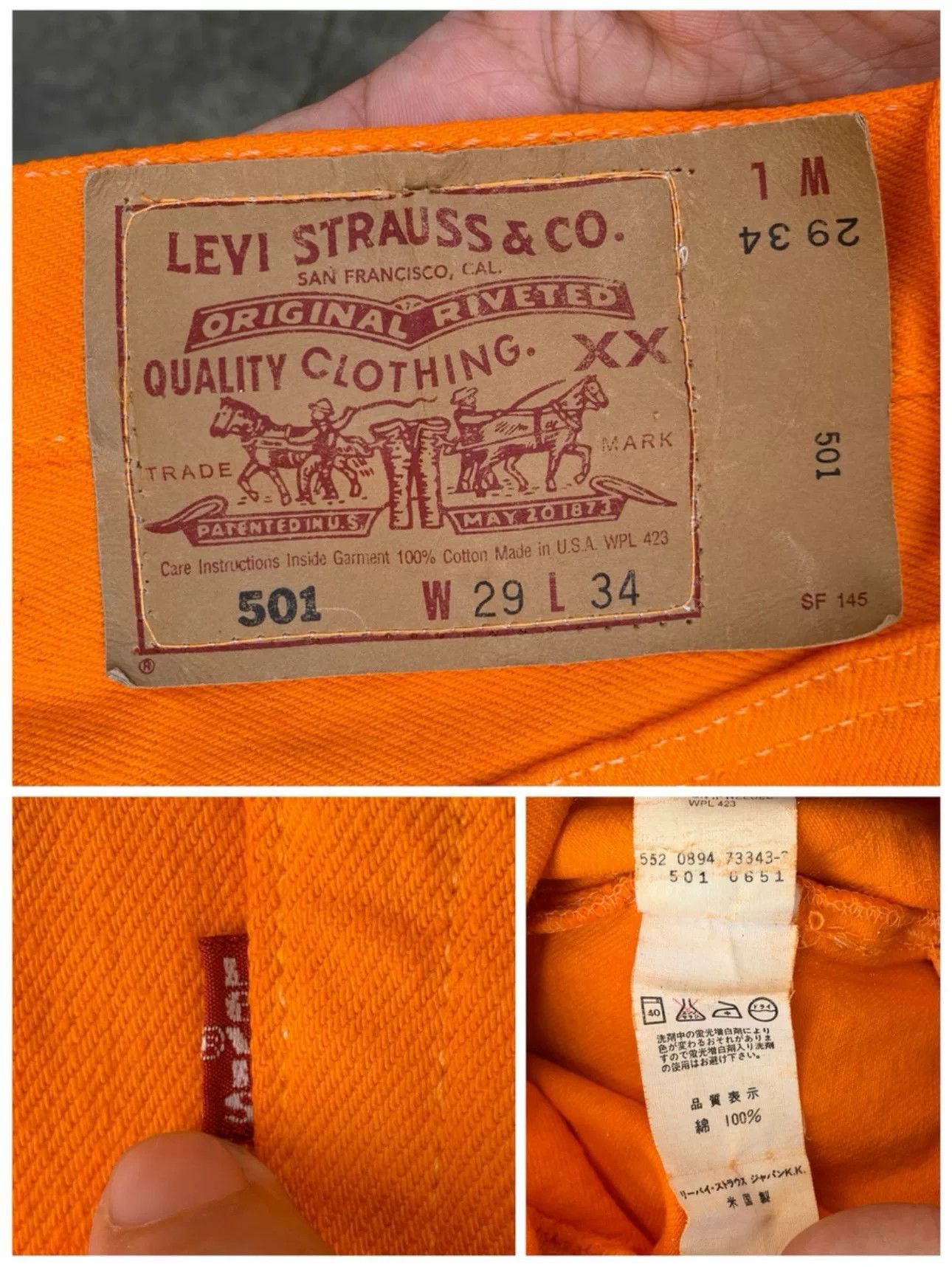 Vintage Vintage 1994 Levis 501 Orange USA Size 27" / US 4 / IT 40 - 8 Thumbnail