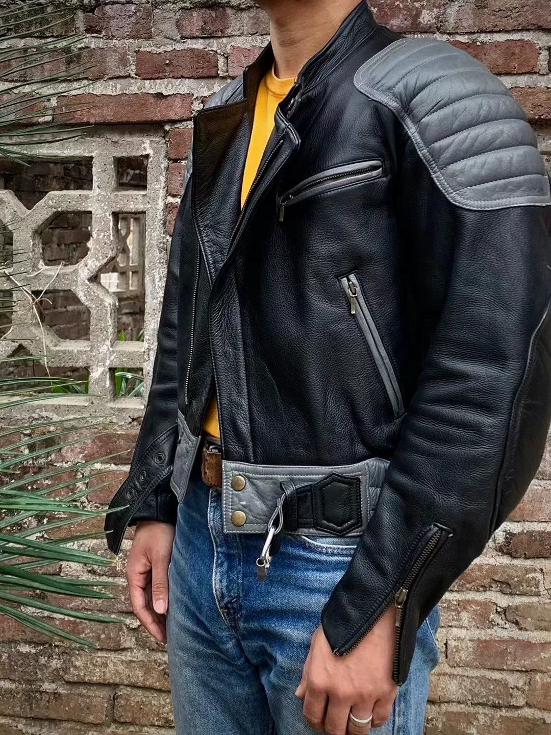 Vintage Vintage Nichiwa 1990s Moto Leather Jacket Size US M / EU 48-50 / 2 - 2 Thumbnail
