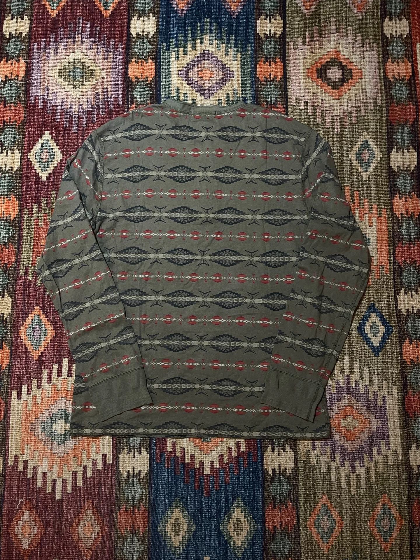 RRL Ralph Lauren RRL Southwest Print Henley Long Sleeve T-Shirt M Size US M / EU 48-50 / 2 - 2 Thumbnail