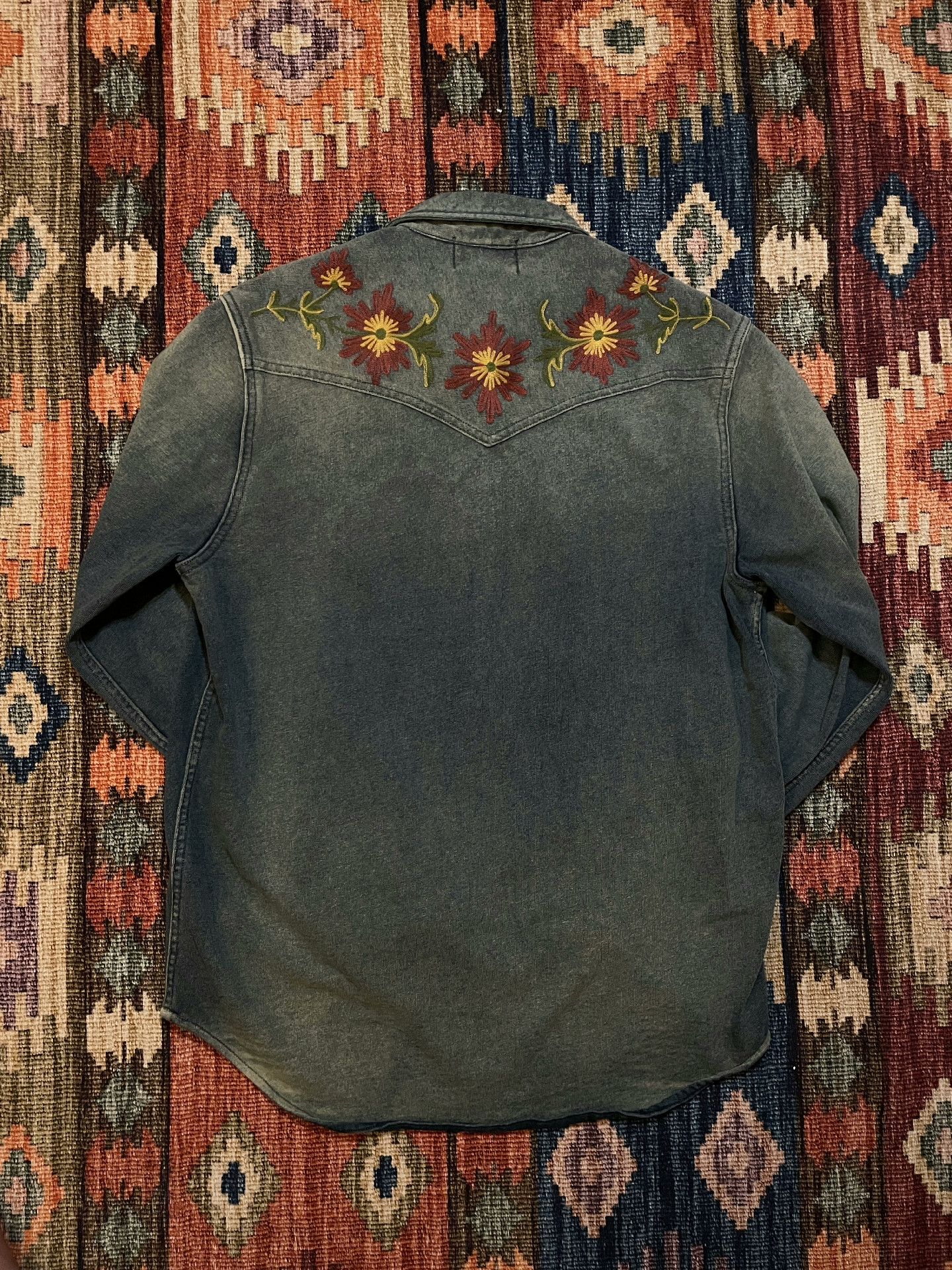 RRL Ralph Lauren RRL Distressed Embroidered Indigo Western Shirt Size US M / EU 48-50 / 2 - 6 Thumbnail
