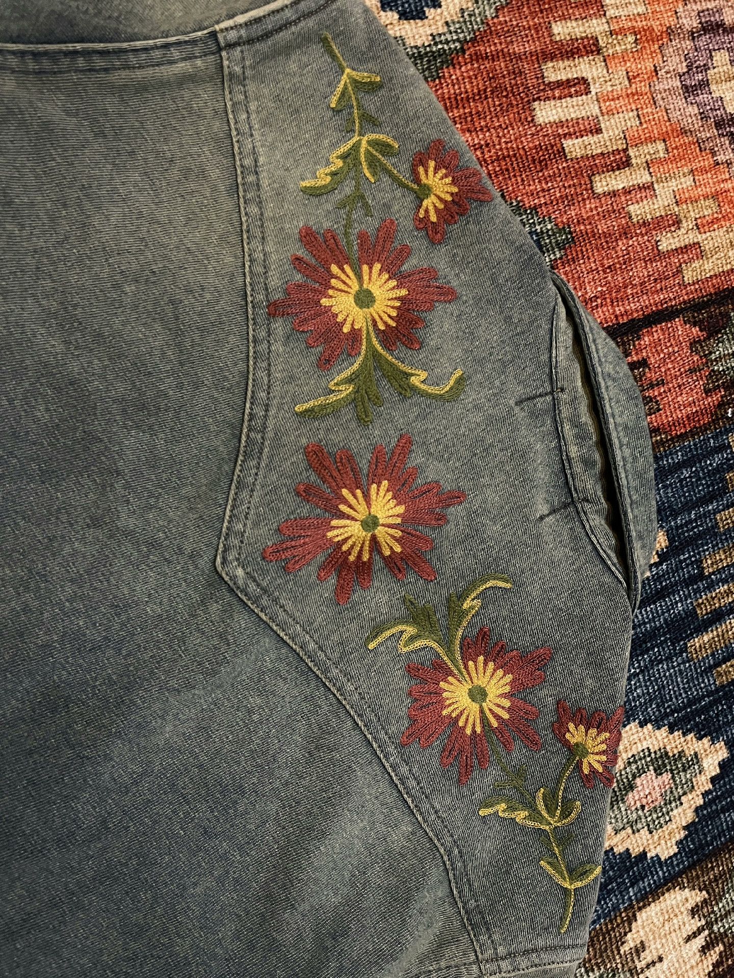 RRL Ralph Lauren RRL Distressed Embroidered Indigo Western Shirt Size US M / EU 48-50 / 2 - 7 Thumbnail
