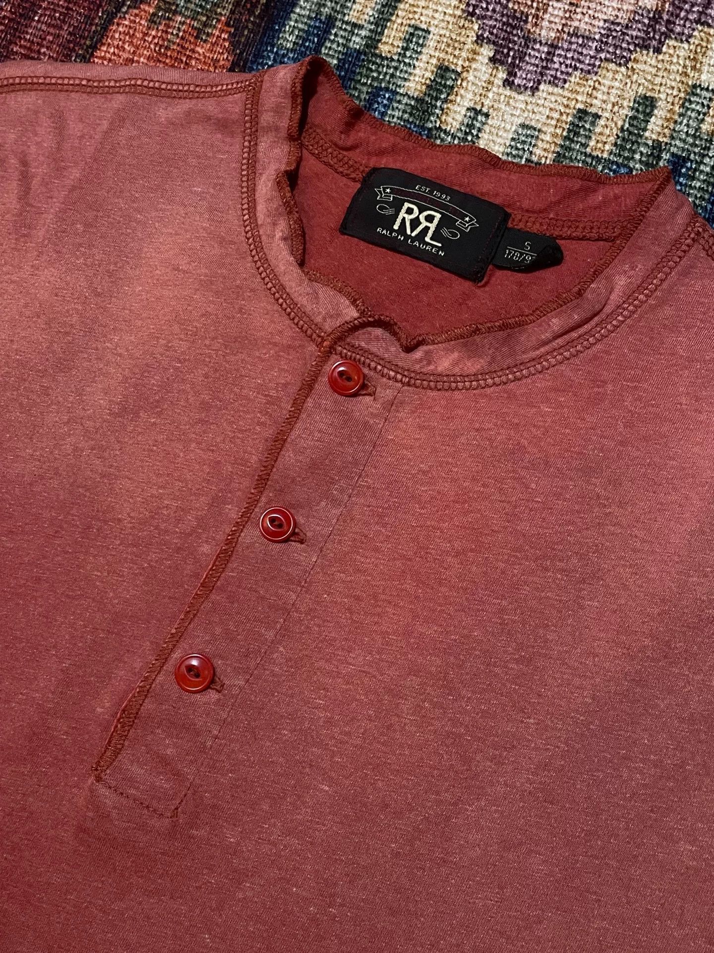 RRL Ralph Lauren RRL Vintage Washed Pink Henley T-Shirt S Size US S / EU 44-46 / 1 - 3 Thumbnail
