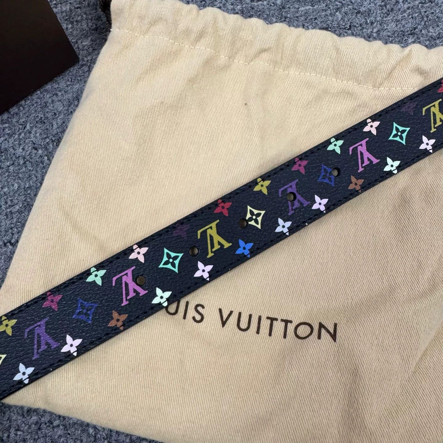 Louis Vuitton Louis Vuitton x Takashi Murakami Black Multicolor Belt Size ONE SIZE - 5 Thumbnail