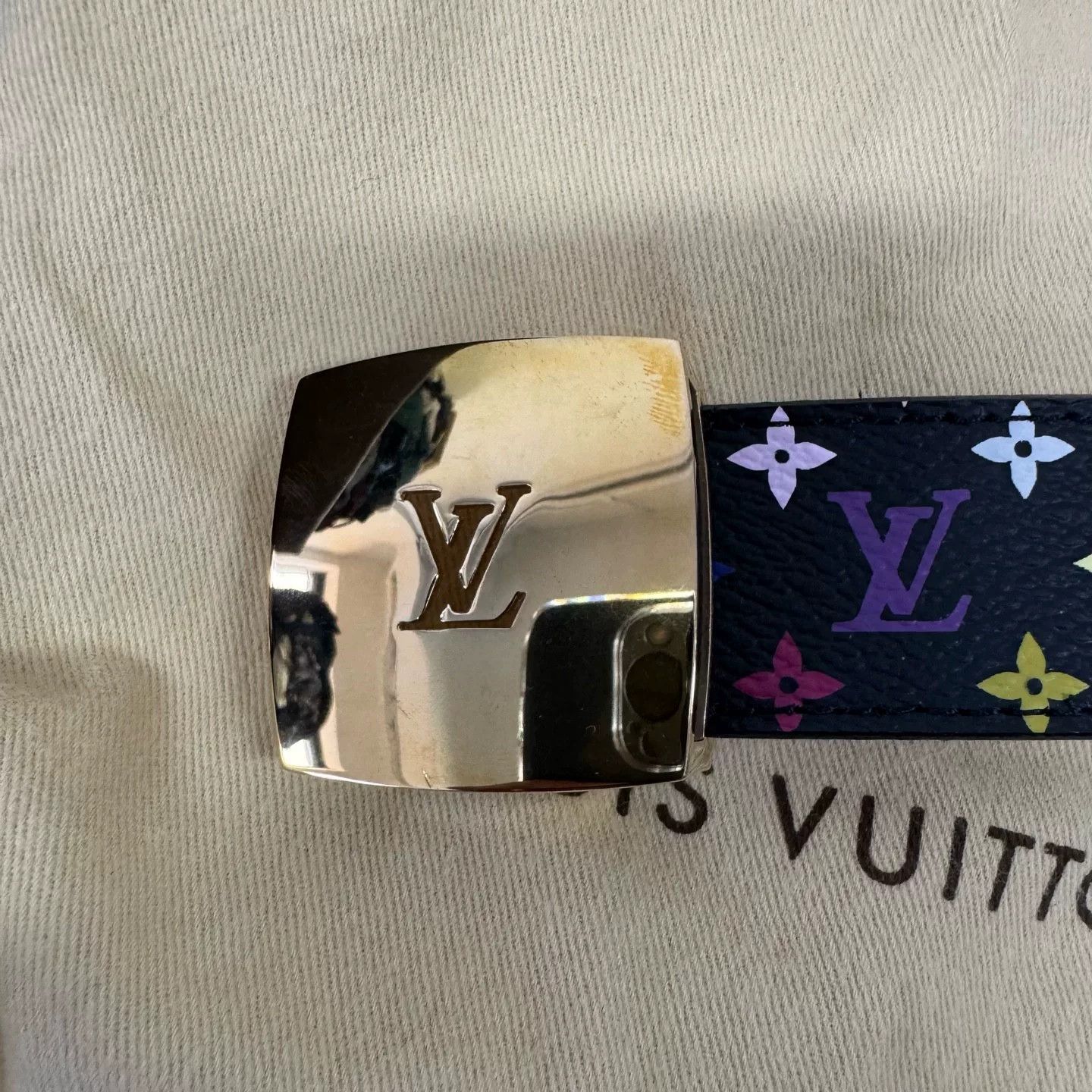 Louis Vuitton Louis Vuitton x Takashi Murakami Black Multicolor Belt Size ONE SIZE - 2 Thumbnail