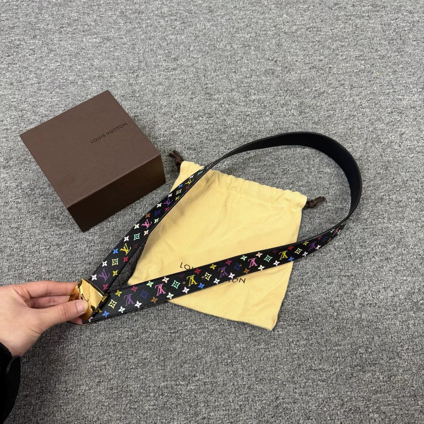 Louis Vuitton Louis Vuitton x Takashi Murakami Black Multicolor Belt Size ONE SIZE - 3 Thumbnail