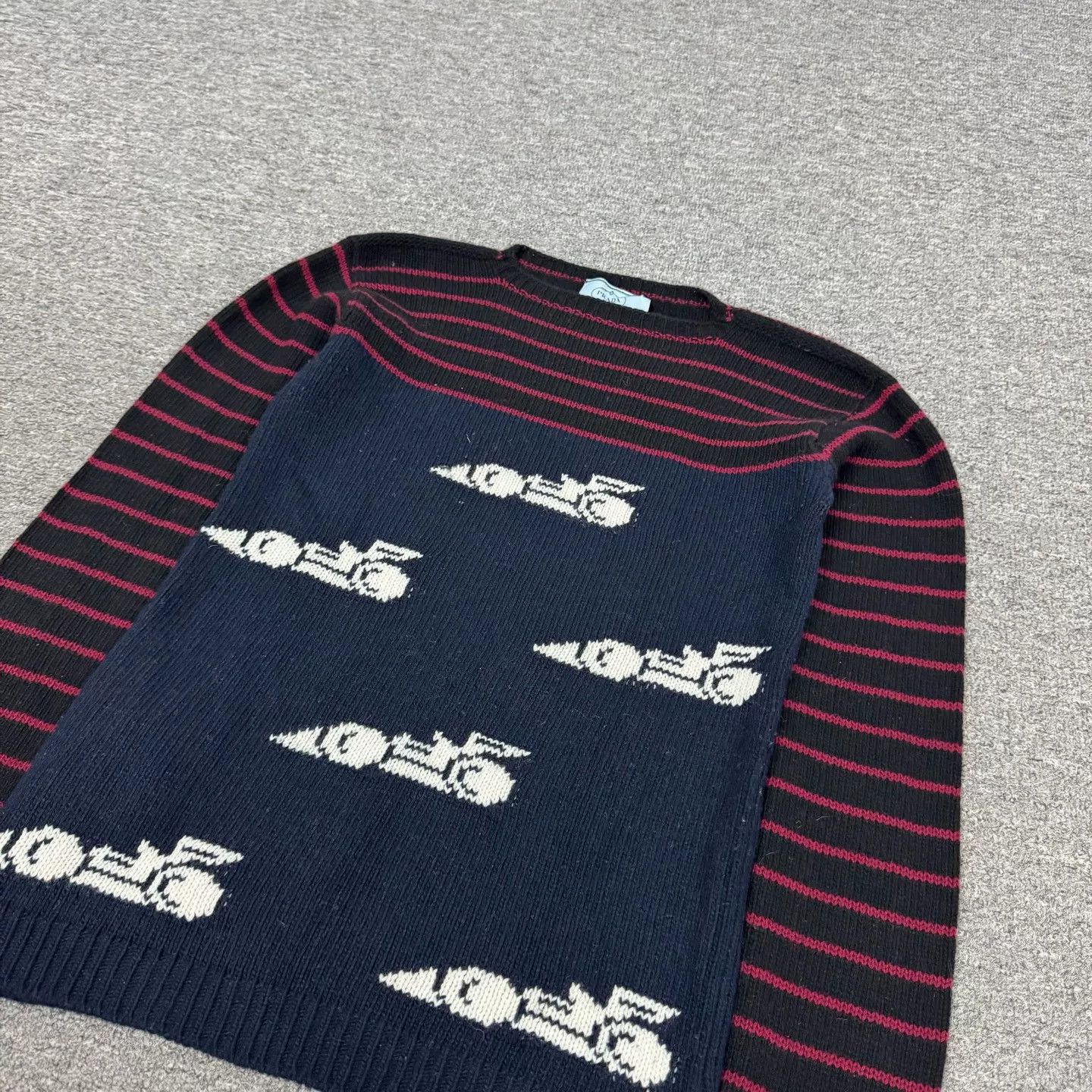 Prada Prada Racing Jacquard Striped Knit Sweater Size S / US 4 / IT 40 - 4 Thumbnail