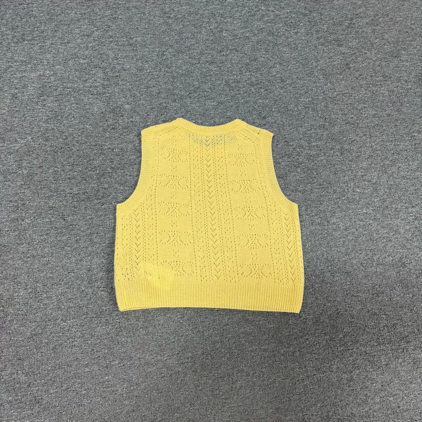 Celine Celine Yellow Openwork Jacquard Knit Vest Size M / US 6-8 / IT 42-44 - 2 Thumbnail