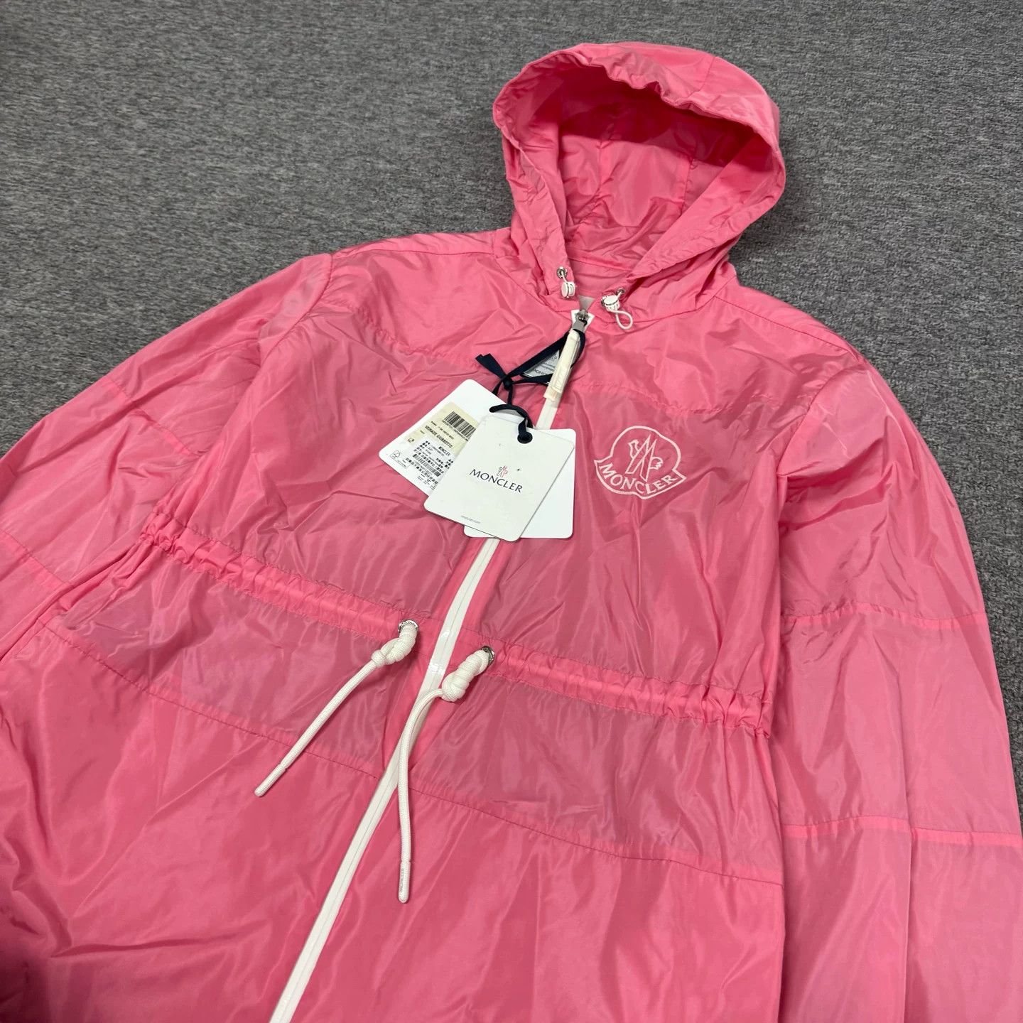 Moncler Moncler Pink Embroidered Logo Nylon Trench Coat Size L / US 10 / IT 46 - 4 Thumbnail