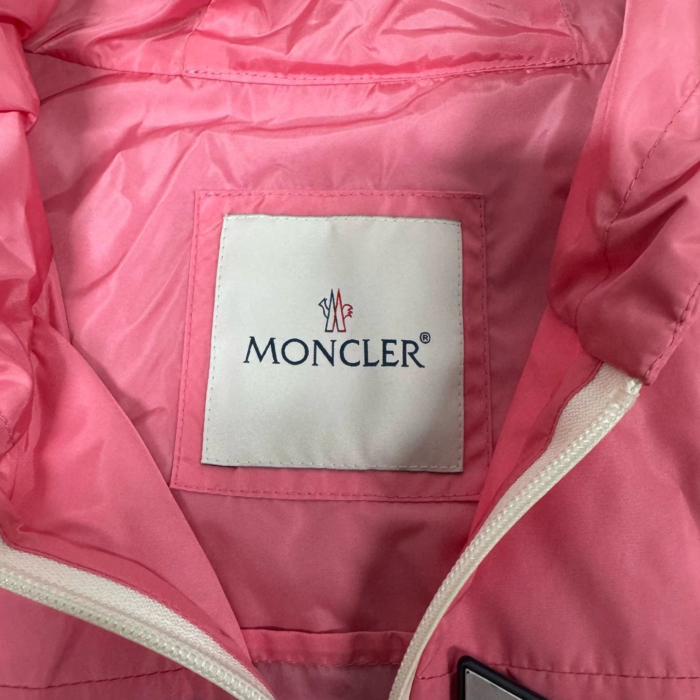 Moncler Moncler Pink Embroidered Logo Nylon Trench Coat Size L / US 10 / IT 46 - 6 Thumbnail