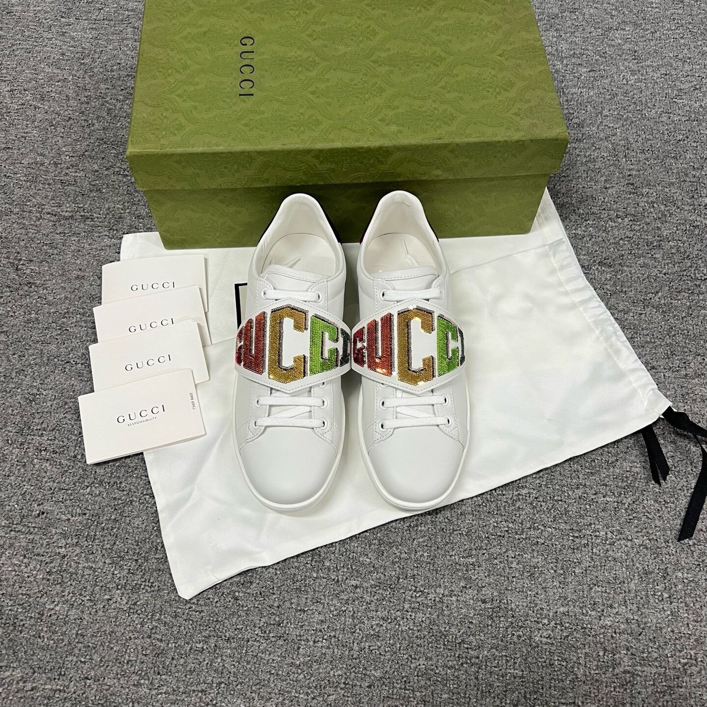 Gucci Gucci Velcro Colorful Sequin Sneakers Size US 7 / IT 37 - 3 Thumbnail
