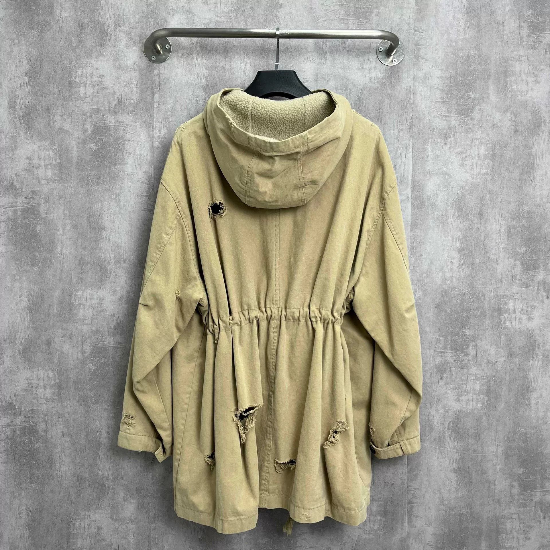 WE11DONE Welldone Khaki Distressed Parka Coat Size US XS / EU 42 / 0 - 2 Thumbnail