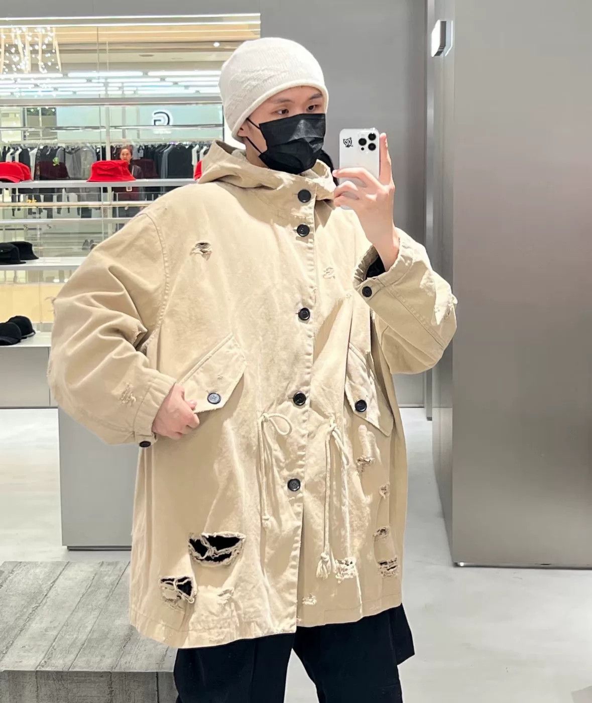 WE11DONE Welldone Khaki Distressed Parka Coat Size US XS / EU 42 / 0 - 3 Thumbnail