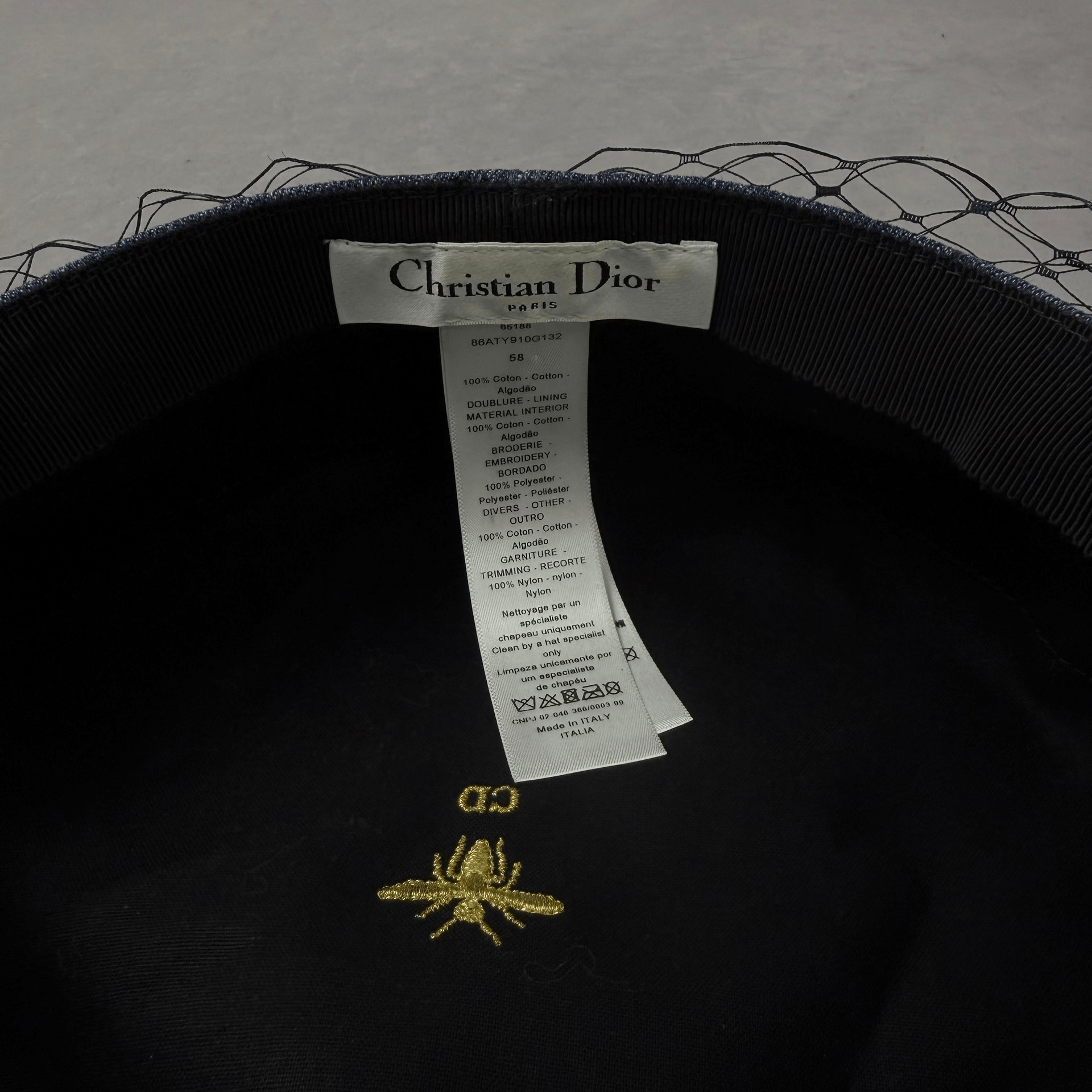 Dior Dior Denim Mesh Beret with Metal Logo Size ONE SIZE - 4 Thumbnail