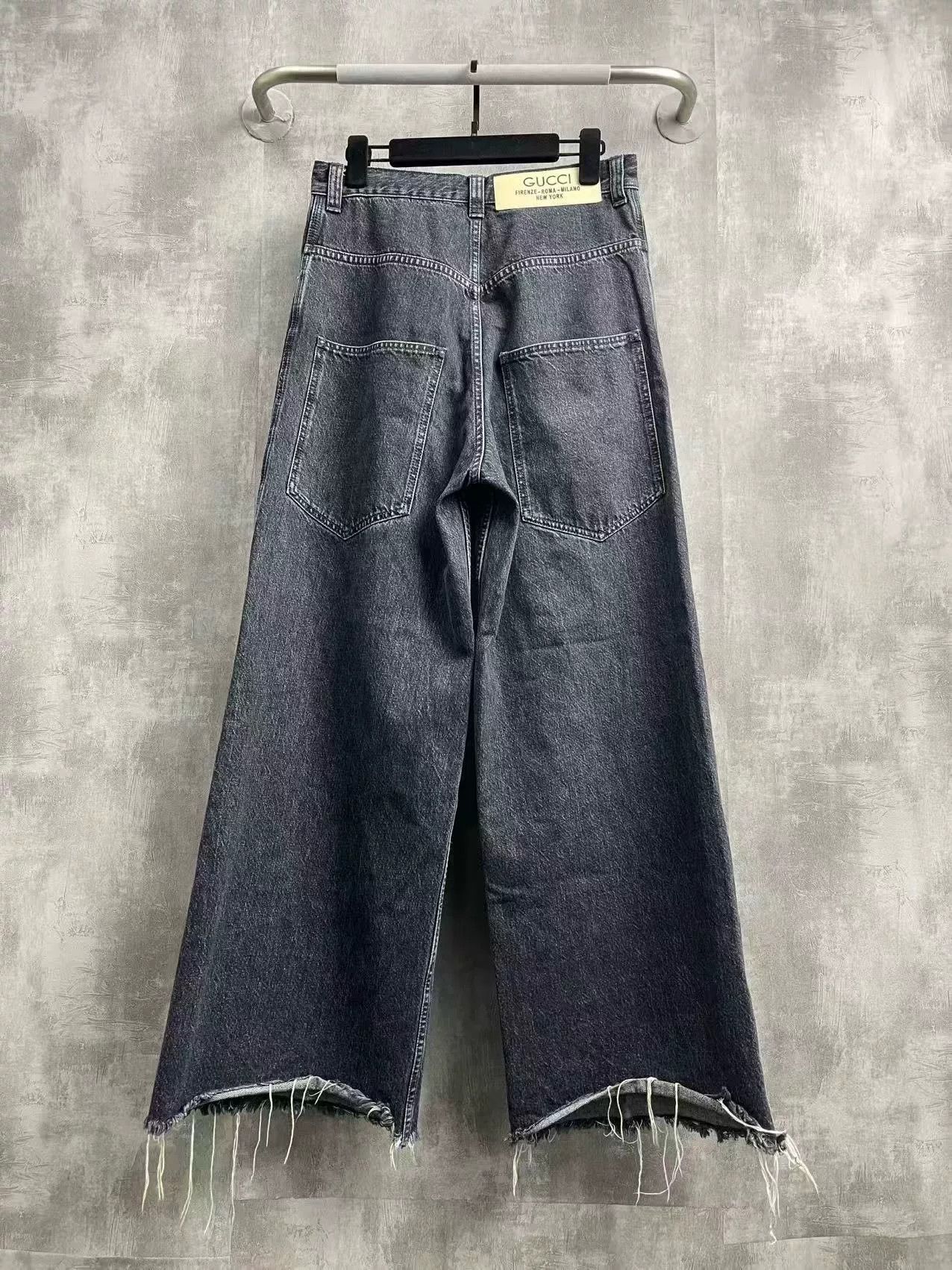 Gucci Gucci Washed Black Distressed Wide-Leg Jeans Size 30" / US 8 / IT 44 - 3 Thumbnail