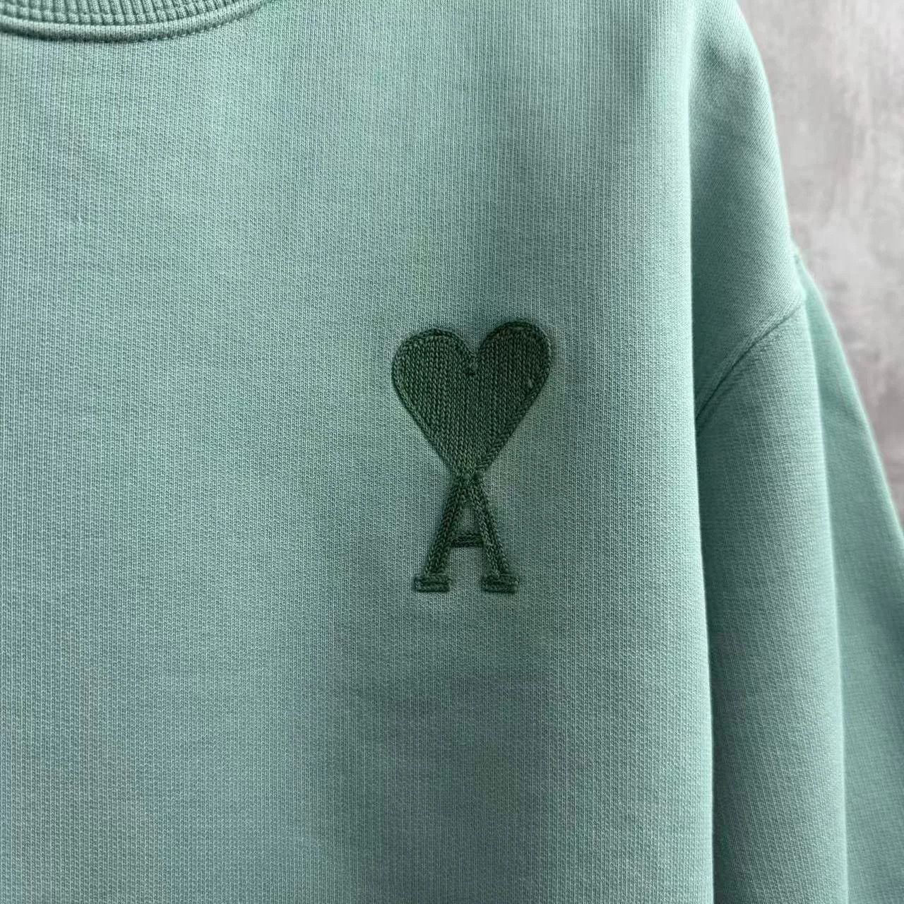 AMI Ami Green Embroidered Heart Sweatshirt XL Size XL / US 12-14 / IT 48-50 - 2 Thumbnail