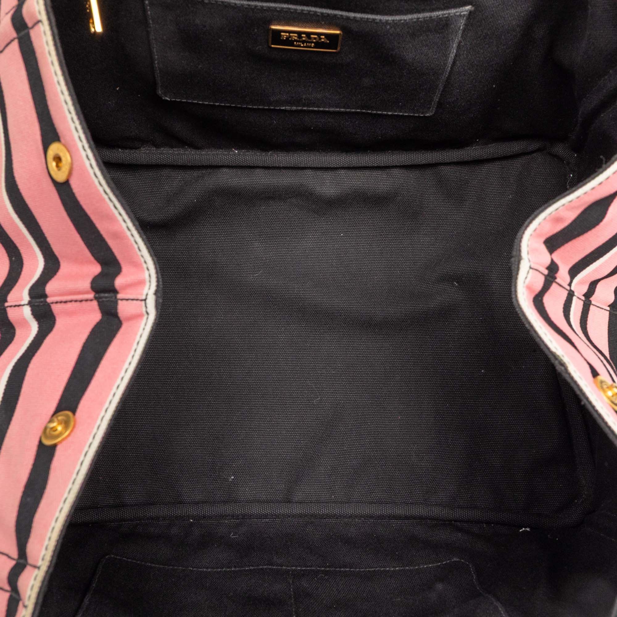 Prada Large Canvas Canapa Righe Striped Satchel Size ONE SIZE - 4 Thumbnail
