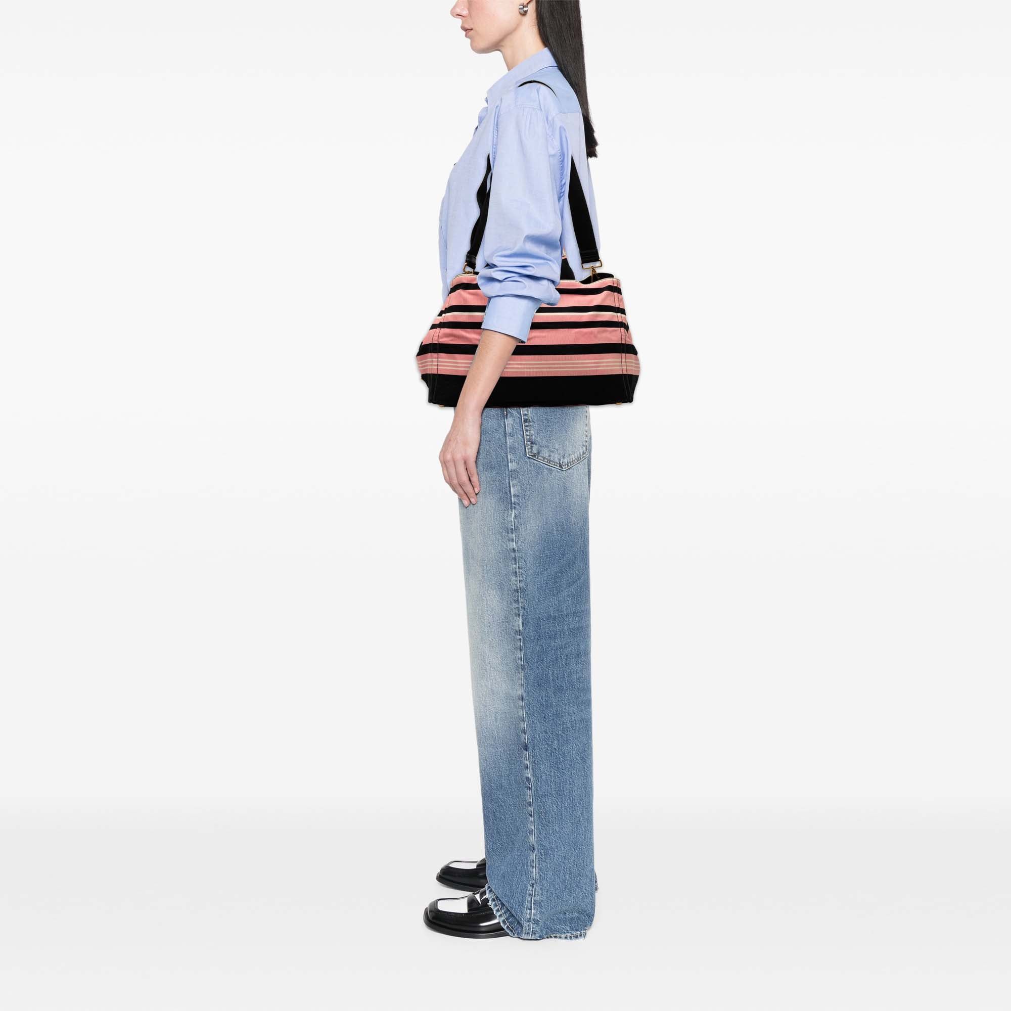 Prada Large Canvas Canapa Righe Striped Satchel Size ONE SIZE - 7 Thumbnail