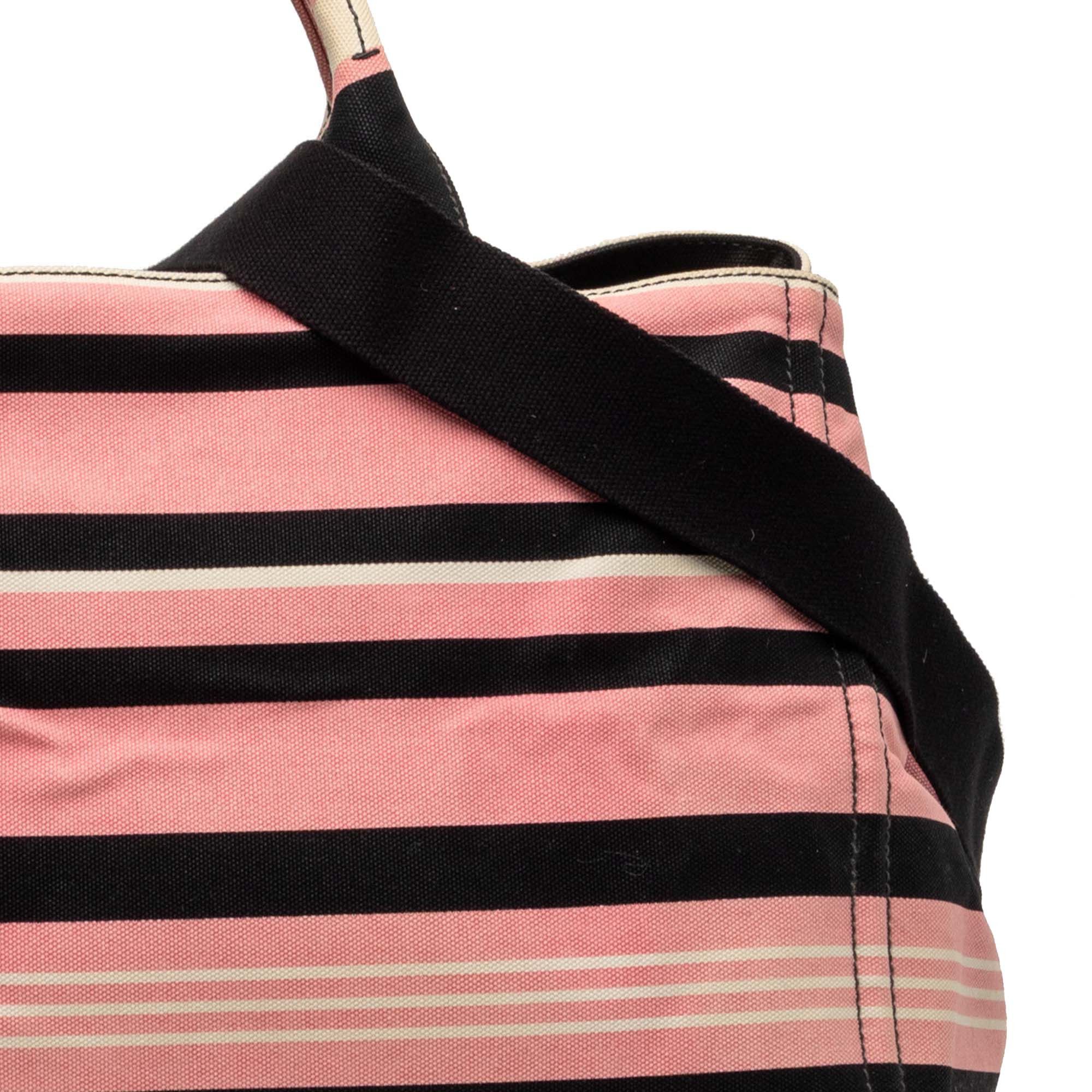 Prada Large Canvas Canapa Righe Striped Satchel Size ONE SIZE - 6 Thumbnail