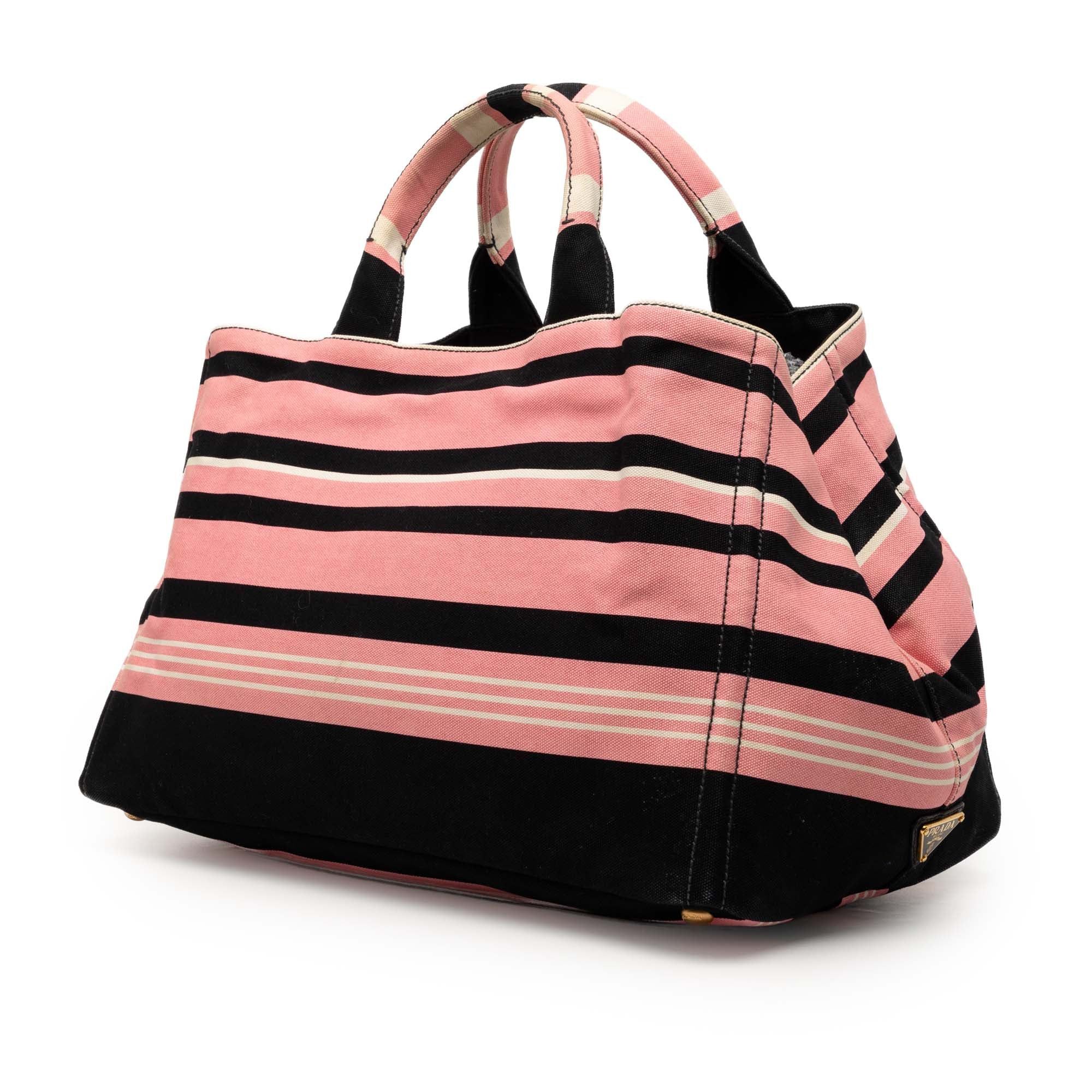 Prada Large Canvas Canapa Righe Striped Satchel Size ONE SIZE - 2 Thumbnail