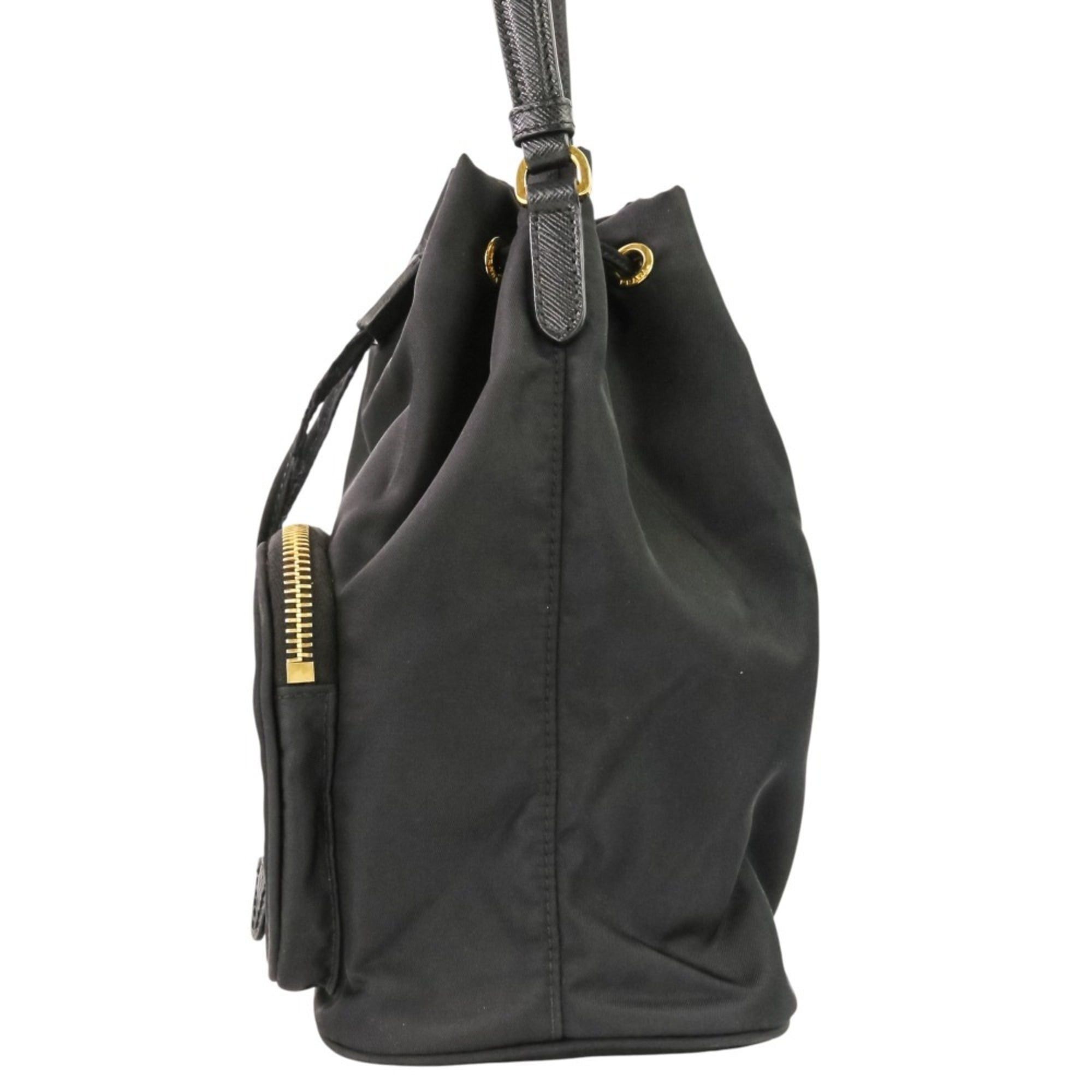 Prada PRADA Duet Drawstring Nylon Bag Handbag Shoulder 1BH038 Black Women's Size ONE SIZE - 3 Thumbnail