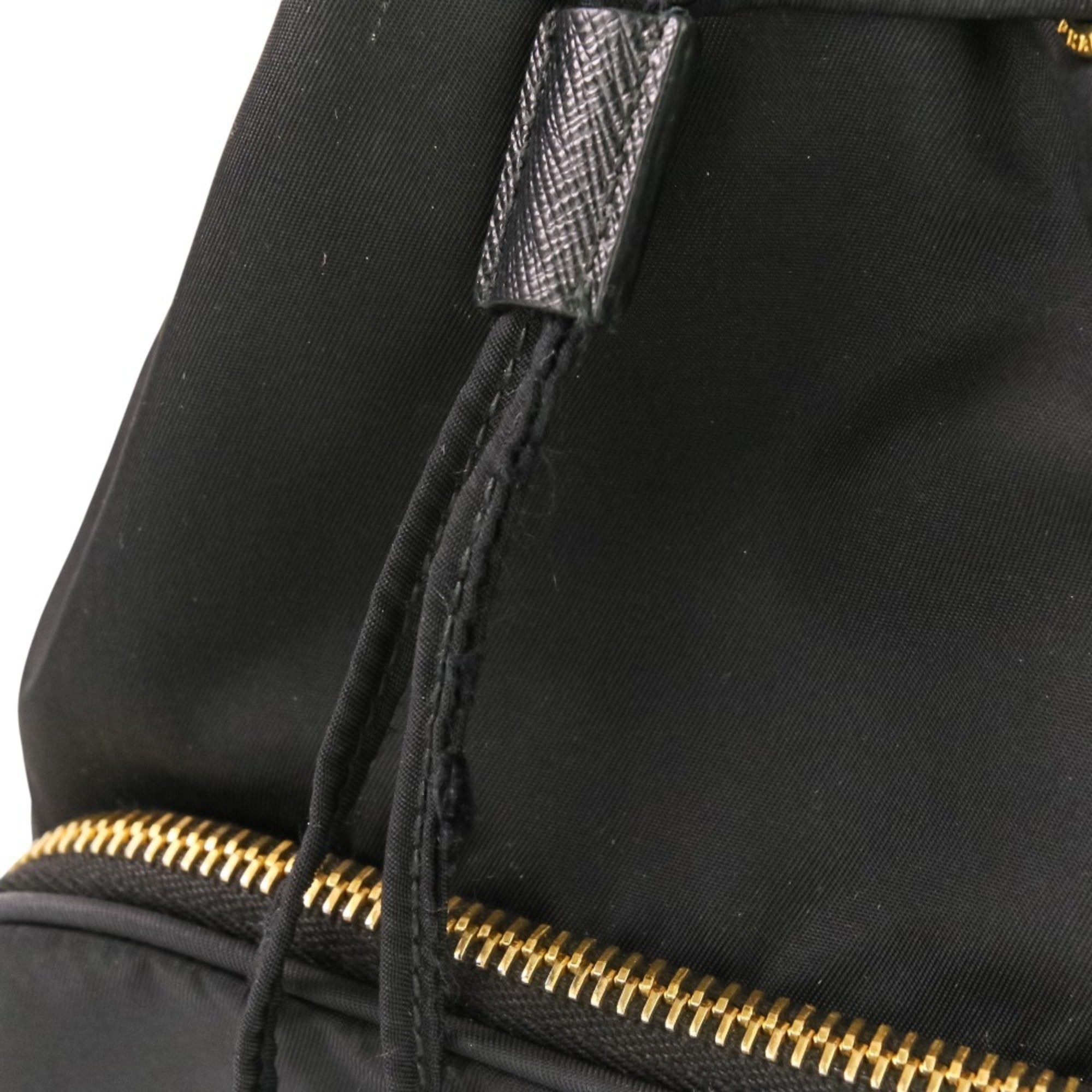 Prada PRADA Duet Drawstring Nylon Bag Handbag Shoulder 1BH038 Black Women's Size ONE SIZE - 11 Thumbnail