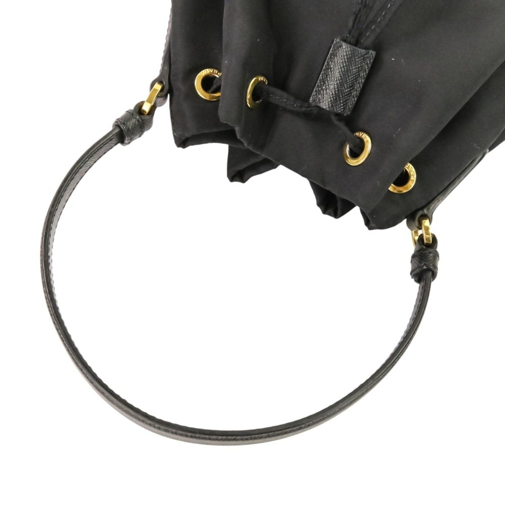 Prada PRADA Duet Drawstring Nylon Bag Handbag Shoulder 1BH038 Black Women's Size ONE SIZE - 6 Thumbnail