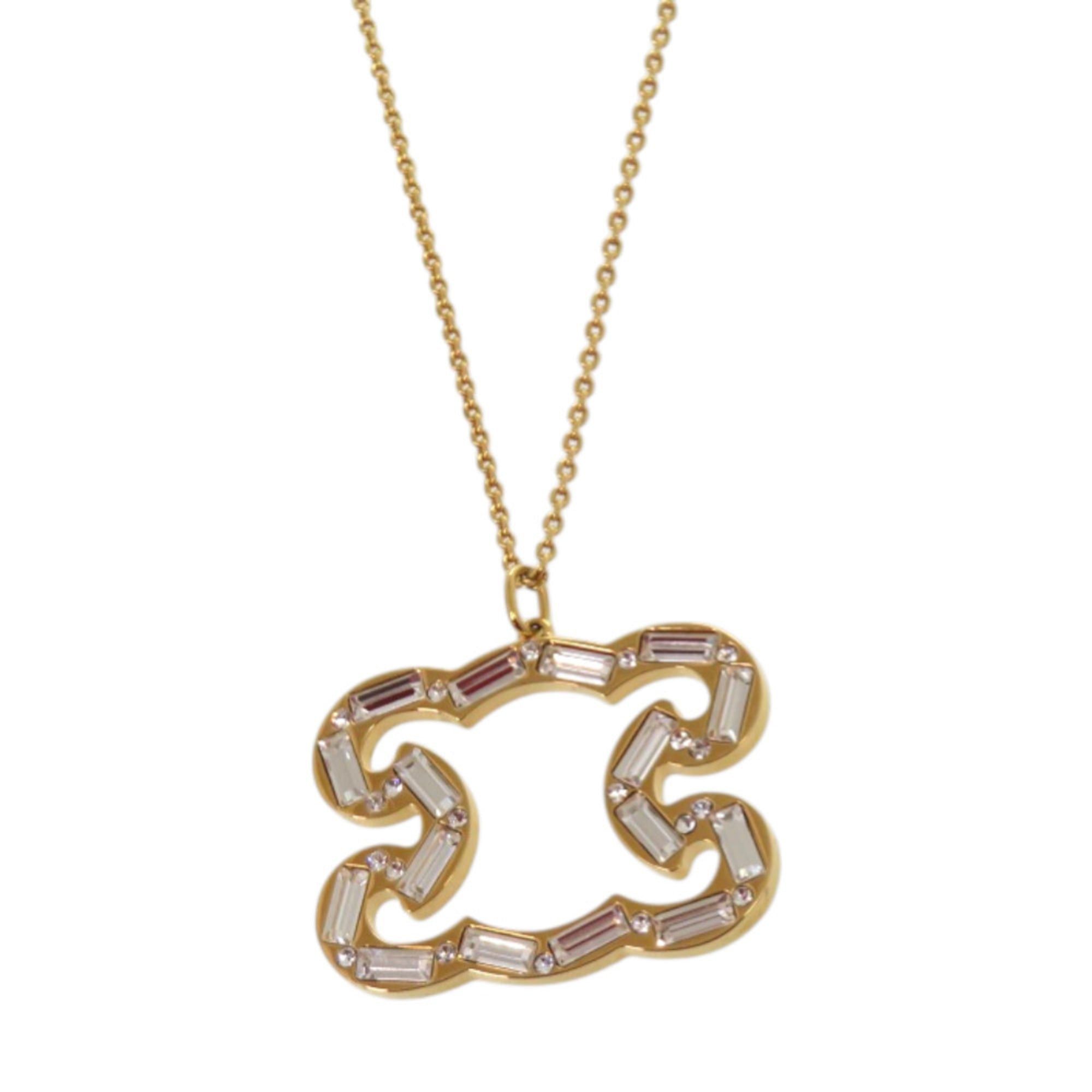 Celine Excellent condition Celine Triomphe Sparkle 461FO6BRS Metal Rhinestone Gold Necklace 0436CELINE Size ONE SIZE - 4 Thumbnail
