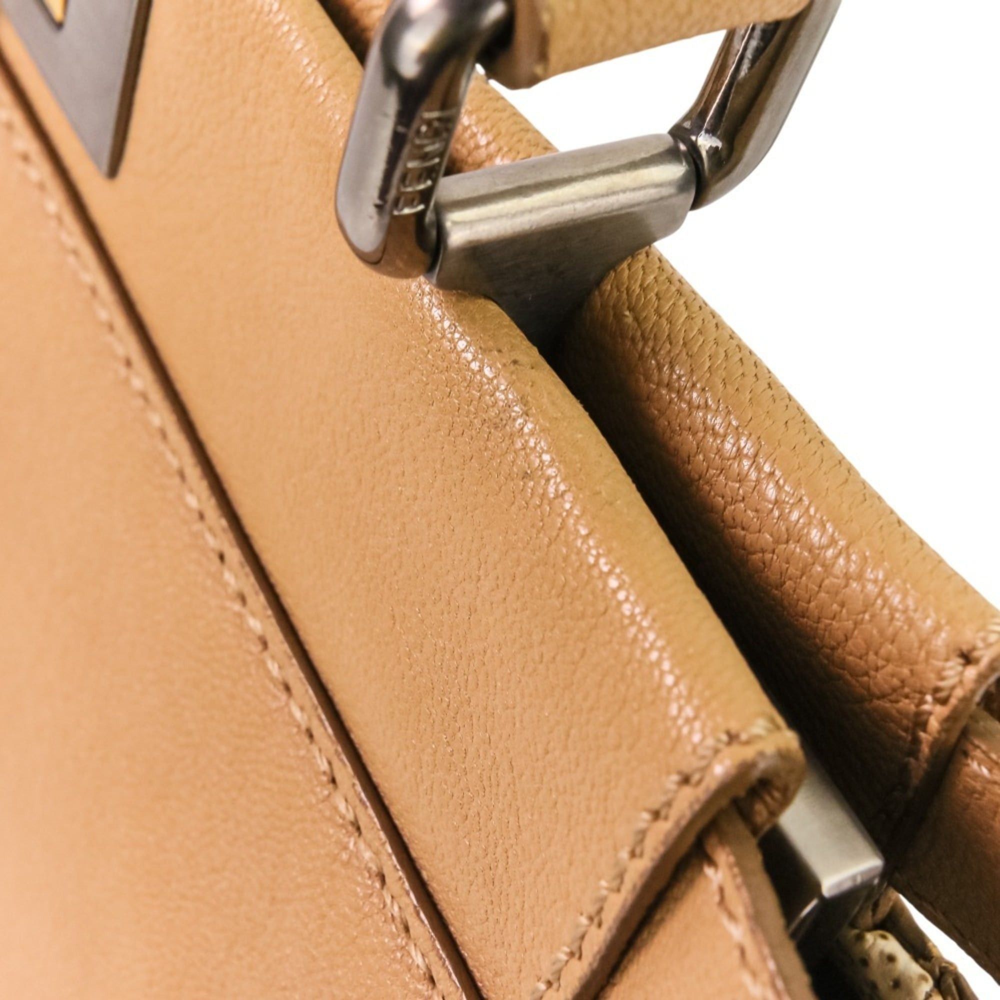 Fendi FENDI Peekaboo 2-Way Handbag/Shoulder Bag, Brown Beige, Women's Size ONE SIZE - 15 Thumbnail