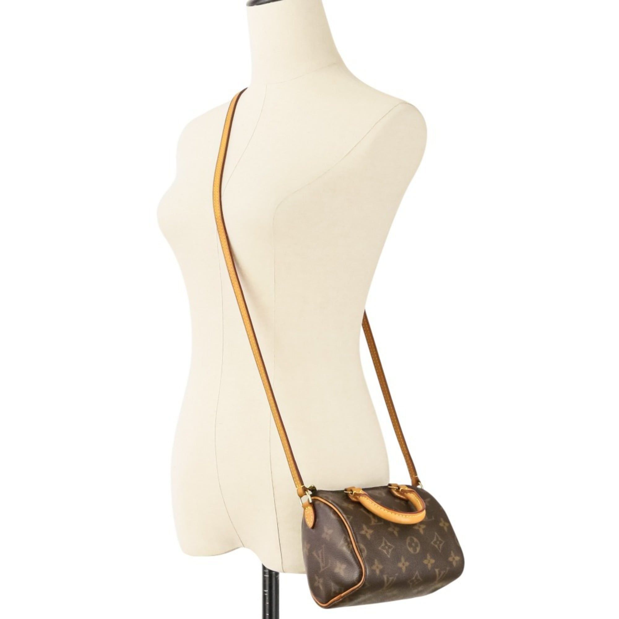 Louis Vuitton LOUIS VUITTON Nano Speedy Monogram Shoulder Pouch Mini Bag M61252 Brown Women's Size ONE SIZE - 10 Thumbnail