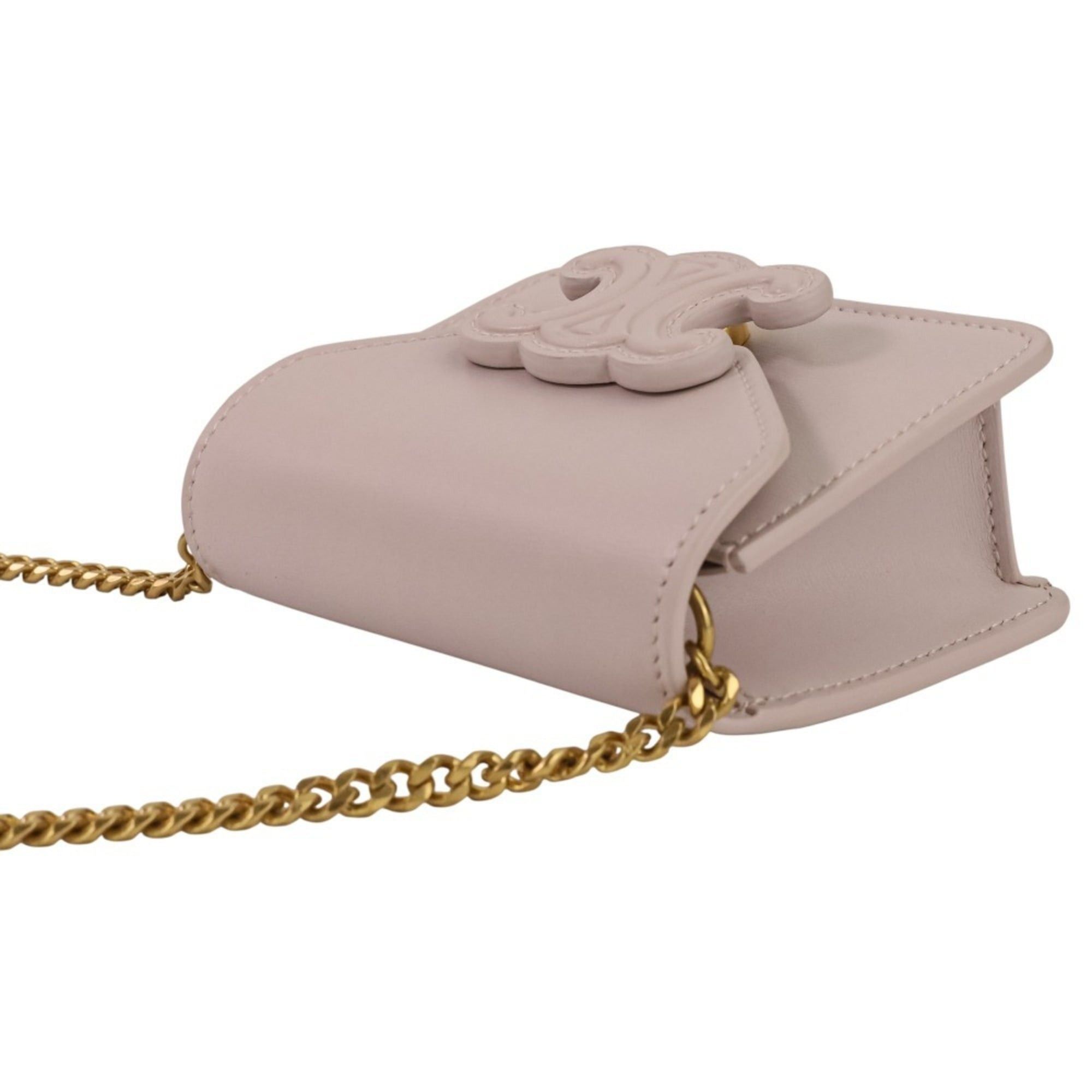 Celine CELINE Triomphe Chain Card Holder Mini Shoulder Bag S-BB-4292 Light Pink Women's Size ONE SIZE - 7 Thumbnail