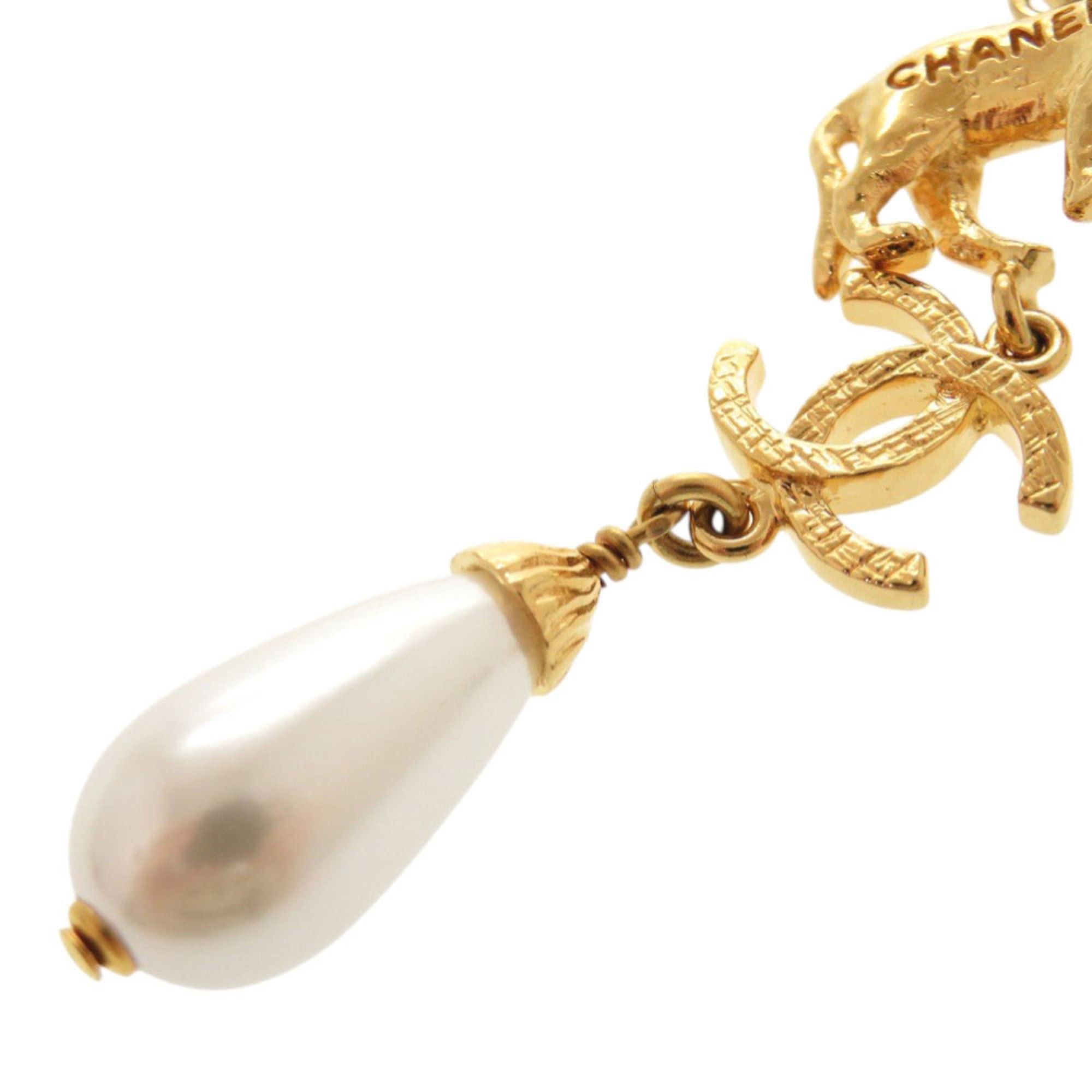 Chanel Excellent condition Chanel Coco Mark Lion Metal Faux Pearl Gold Necklace 1577CHANEL Size ONE SIZE - 6 Thumbnail